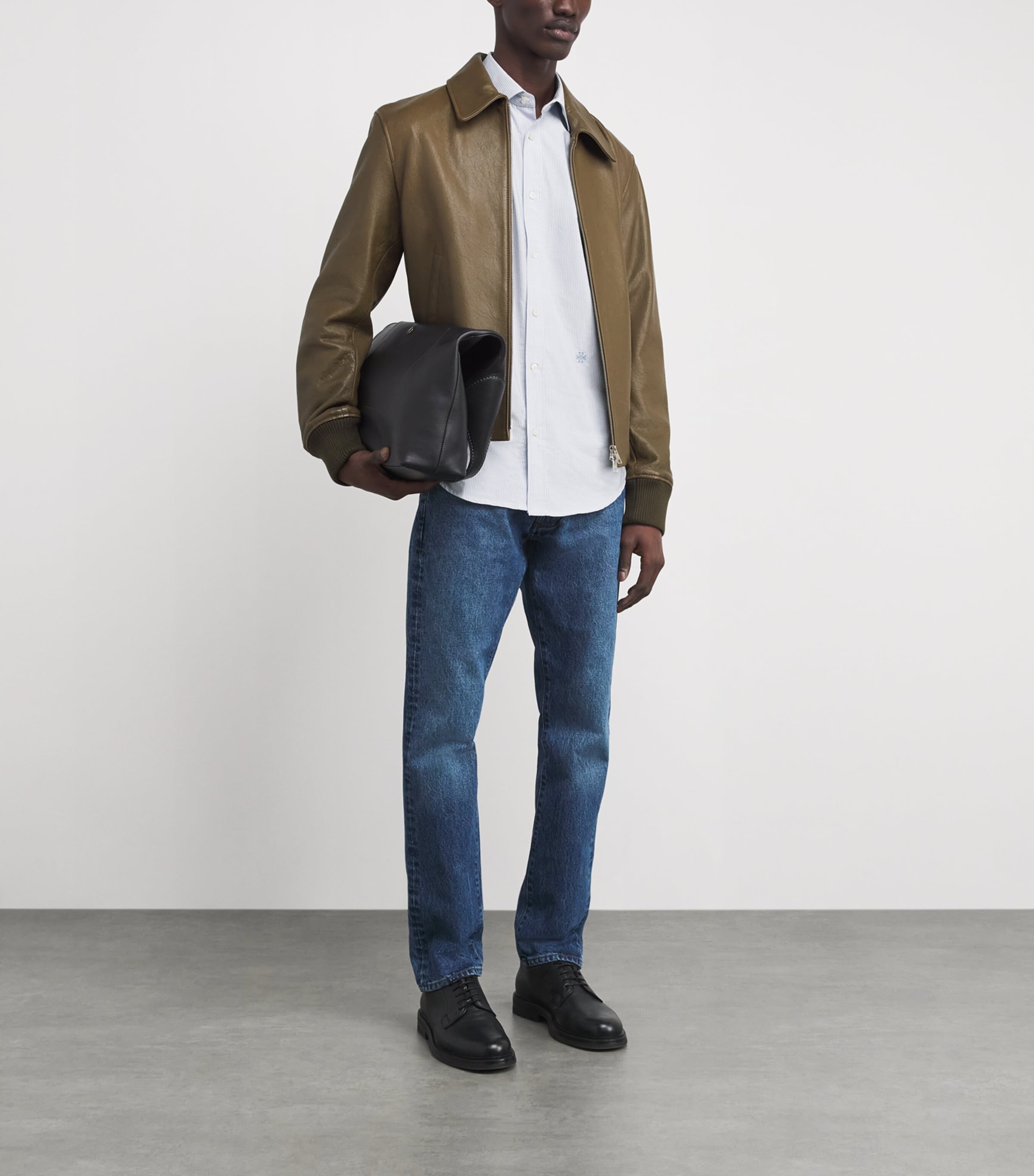 Cotton Stripe Monogram Shirt 0671R BLUE RIGA Image 2