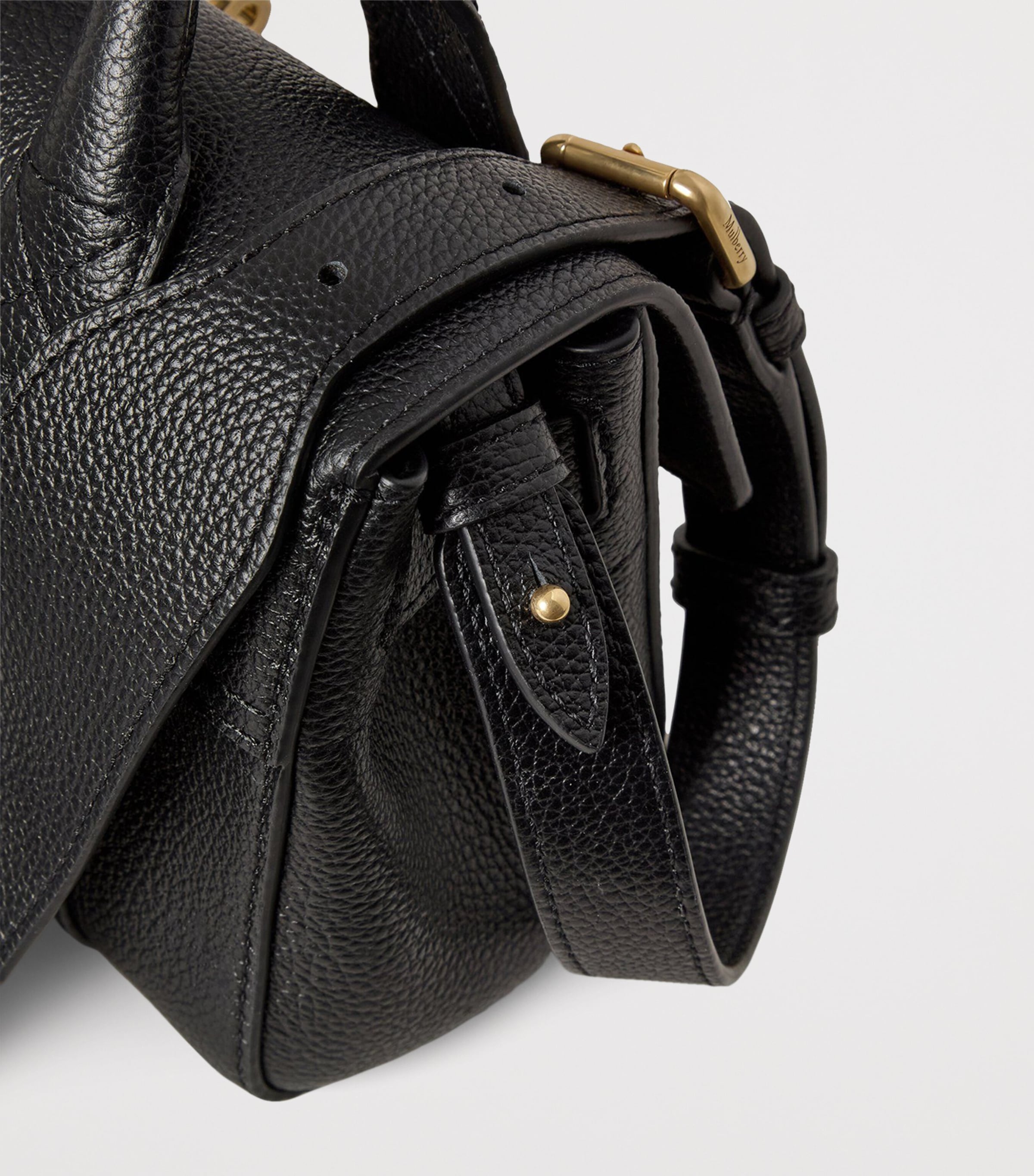 Mini Leather Bayswater Satchel Bag BLACK Image 4