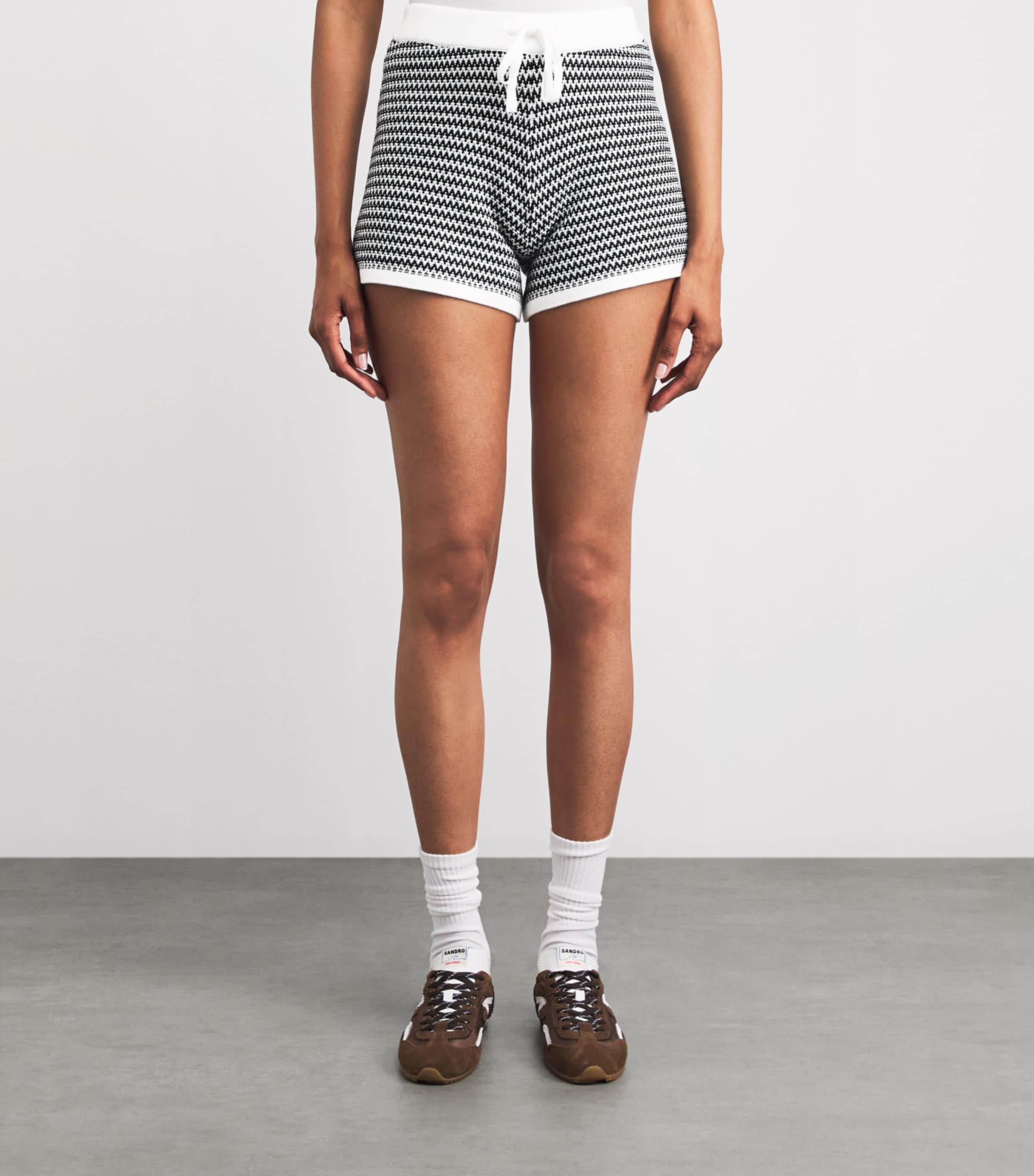Varley Womens Cotton Knitted Villiers Shorts Snow White / Black Image 4