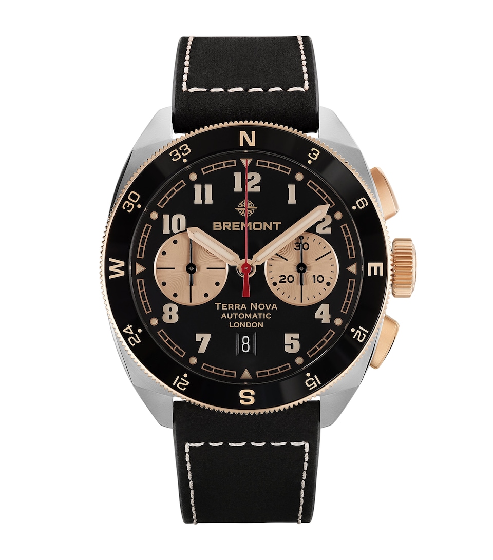 Bremont x Jimmy Chin Sterling Silver and Rose Gold Terra Nova Chronograph Watch 42.5mm Black