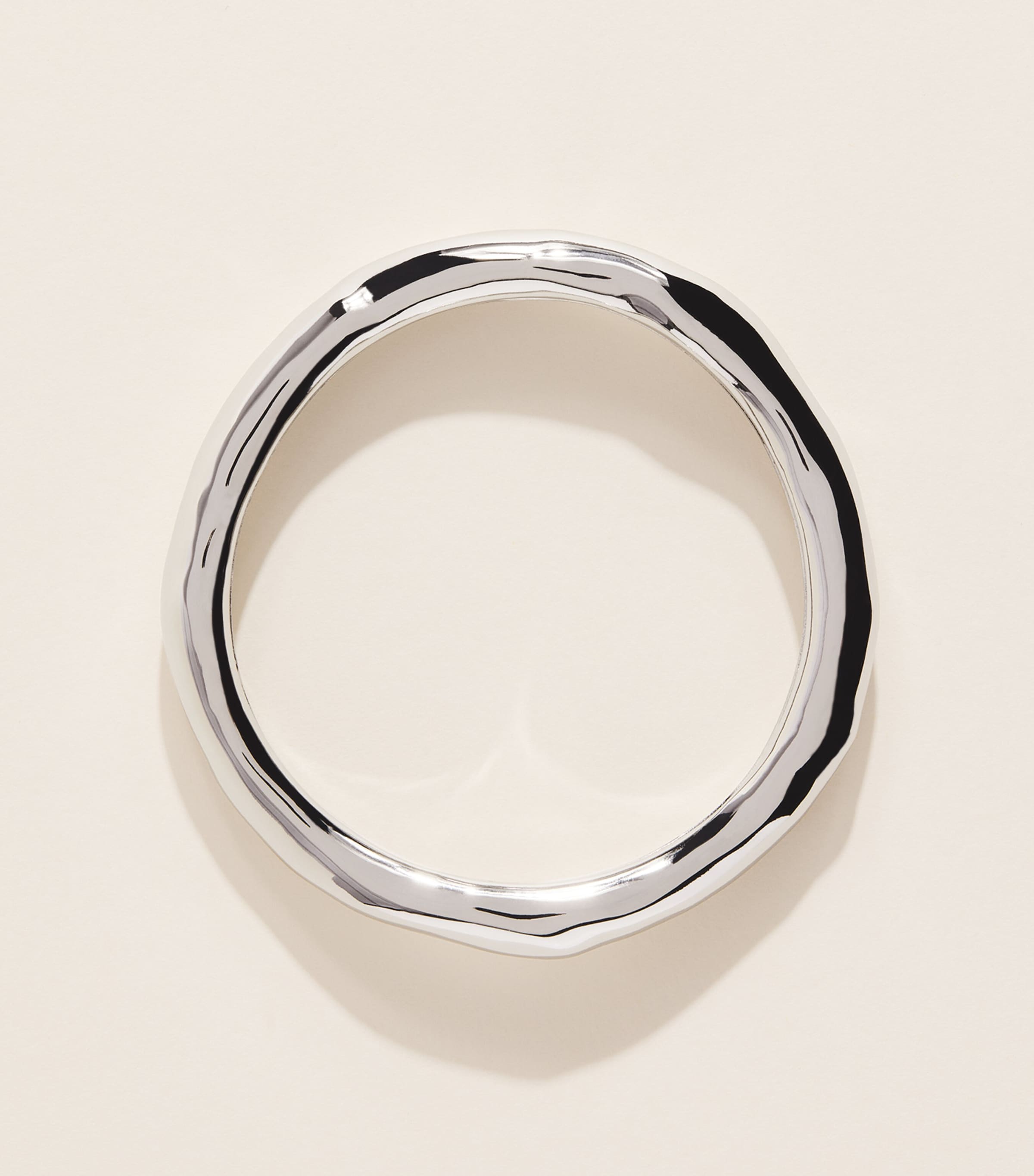 Alexis Bittar Large Rhodium-Plated Molten Bangle No Stone Silver Image 3