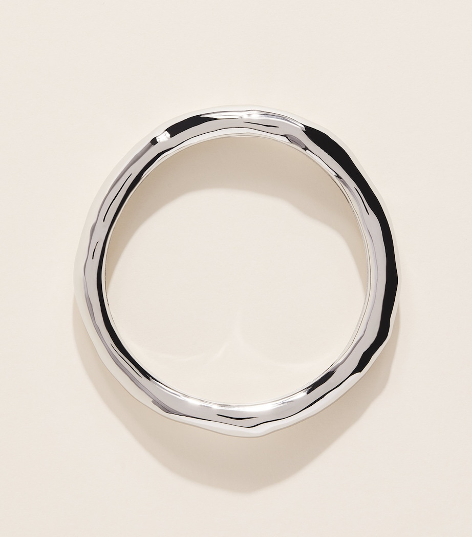 Alexis Bittar Large Rhodium-Plated Molten Bangle No Stone Silver Image 3