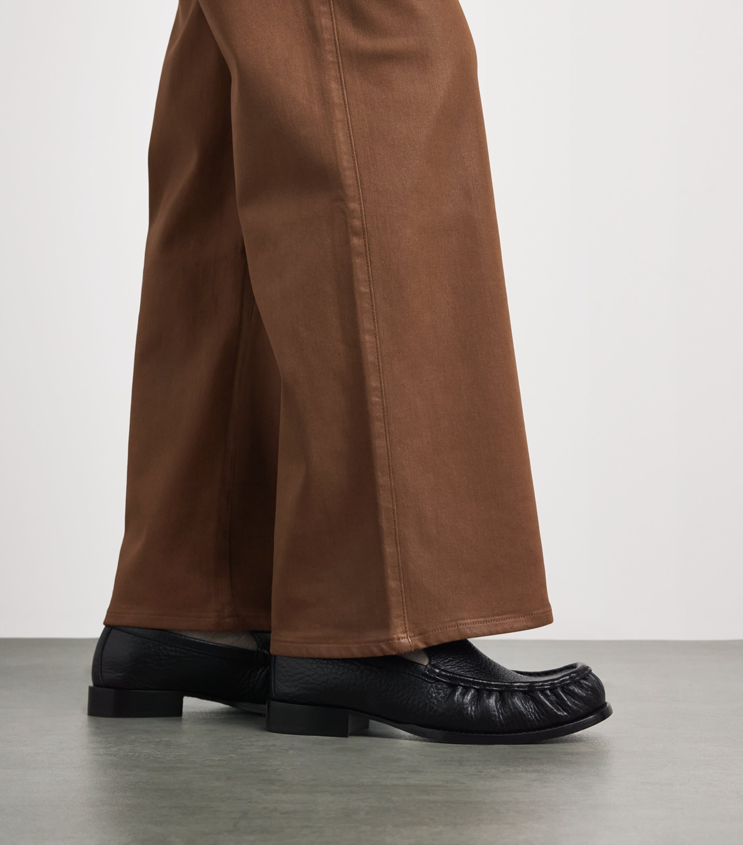 PAIGE Brown Coated Anessa Wide-Leg Jeans | Harrods US