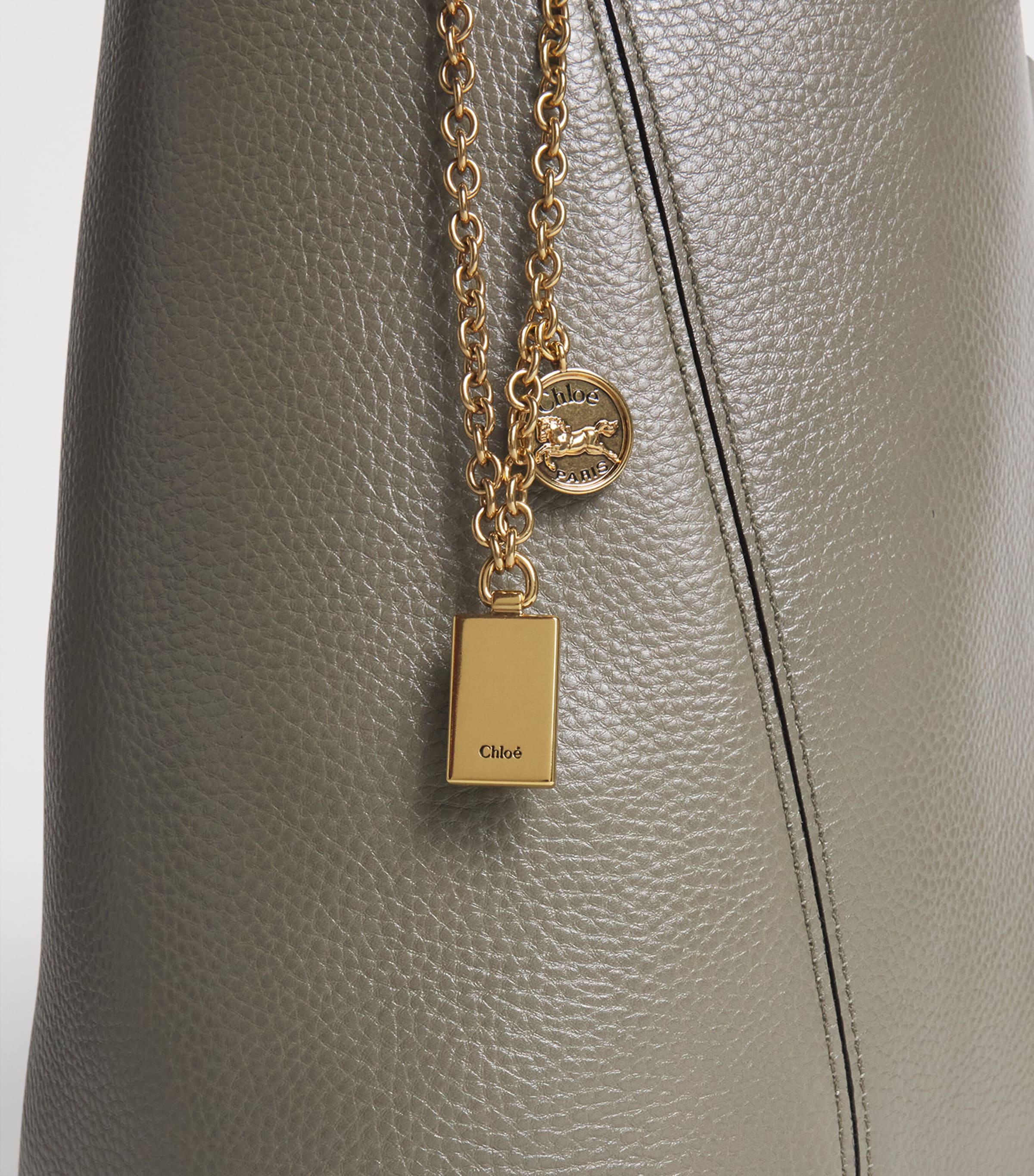 Medium Leather Spin Tote Bag ALOE GREEN Image 4