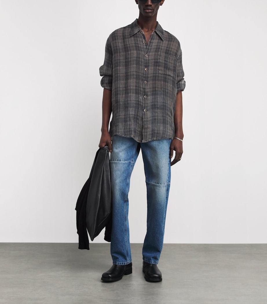Our Legacy Mens Cotton-Blend Check Above Shirt Penumbra Shercoat Image 2