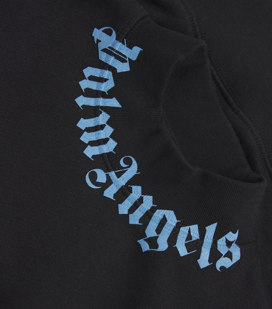 Cotton Logo Neck Sweatshirt (4-12 Years) 1040BLACK-LIGHT BLUE Image 4