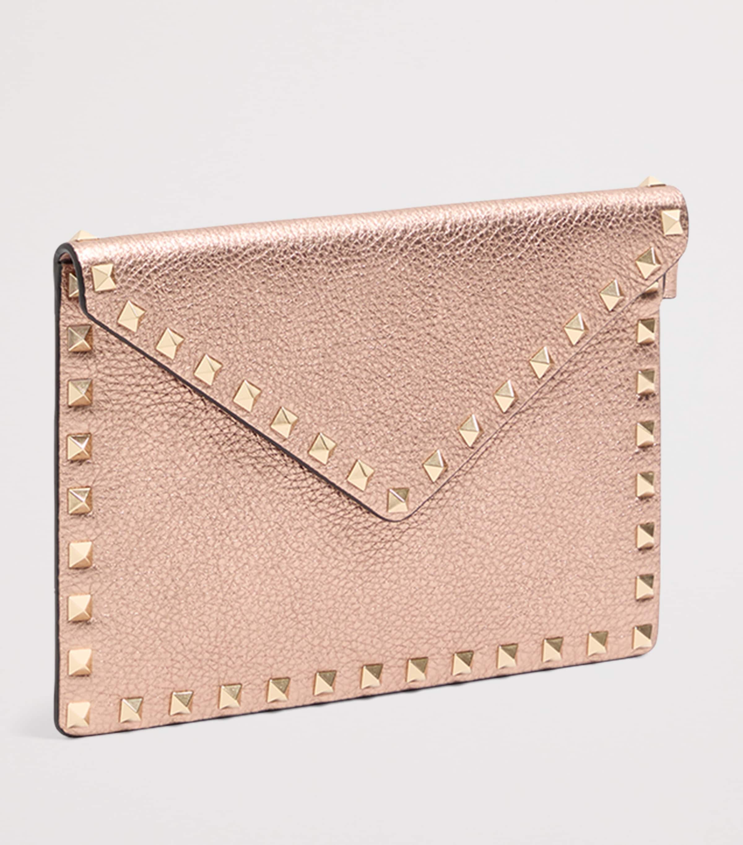 Calfskin Rockstud-Detail Clutch Bag GF9 Image 4