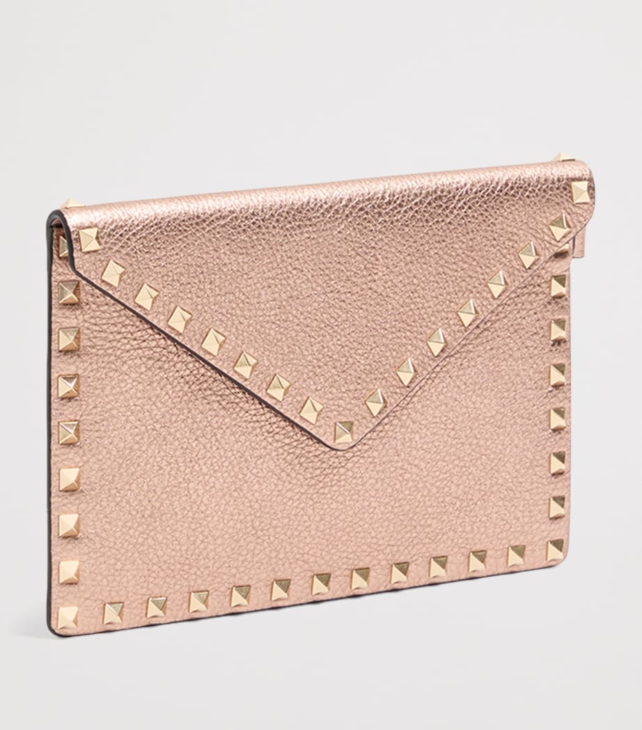 Calfskin Rockstud-Detail Clutch Bag GF9 Image 4