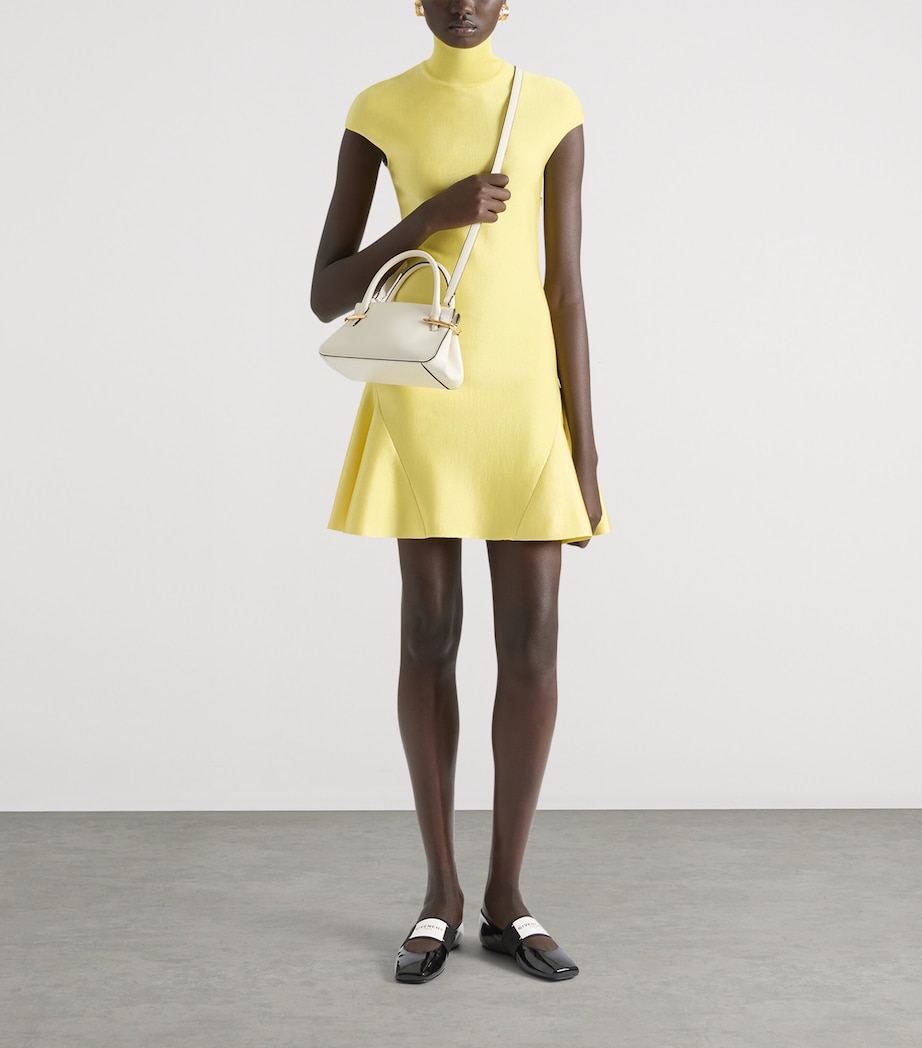 Givenchy Womens Knit Cap-Sleeve Mini Dress Acid Yellow Image 2