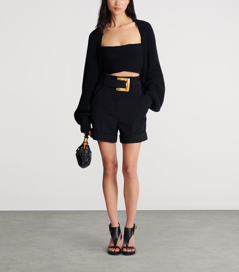 Balmain Rib-Knit Bolero Cardigan Noir Image 3