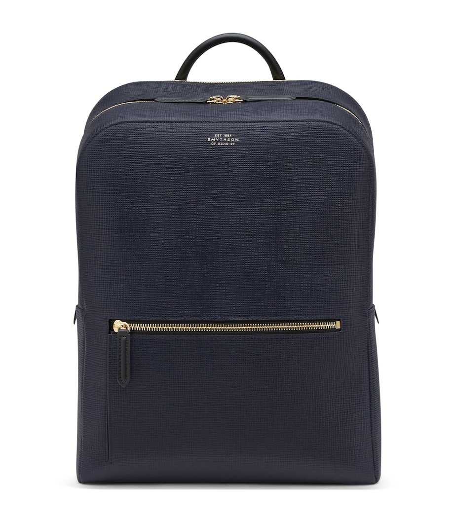 Smythson Leather Panama Backpack Navy Image 1