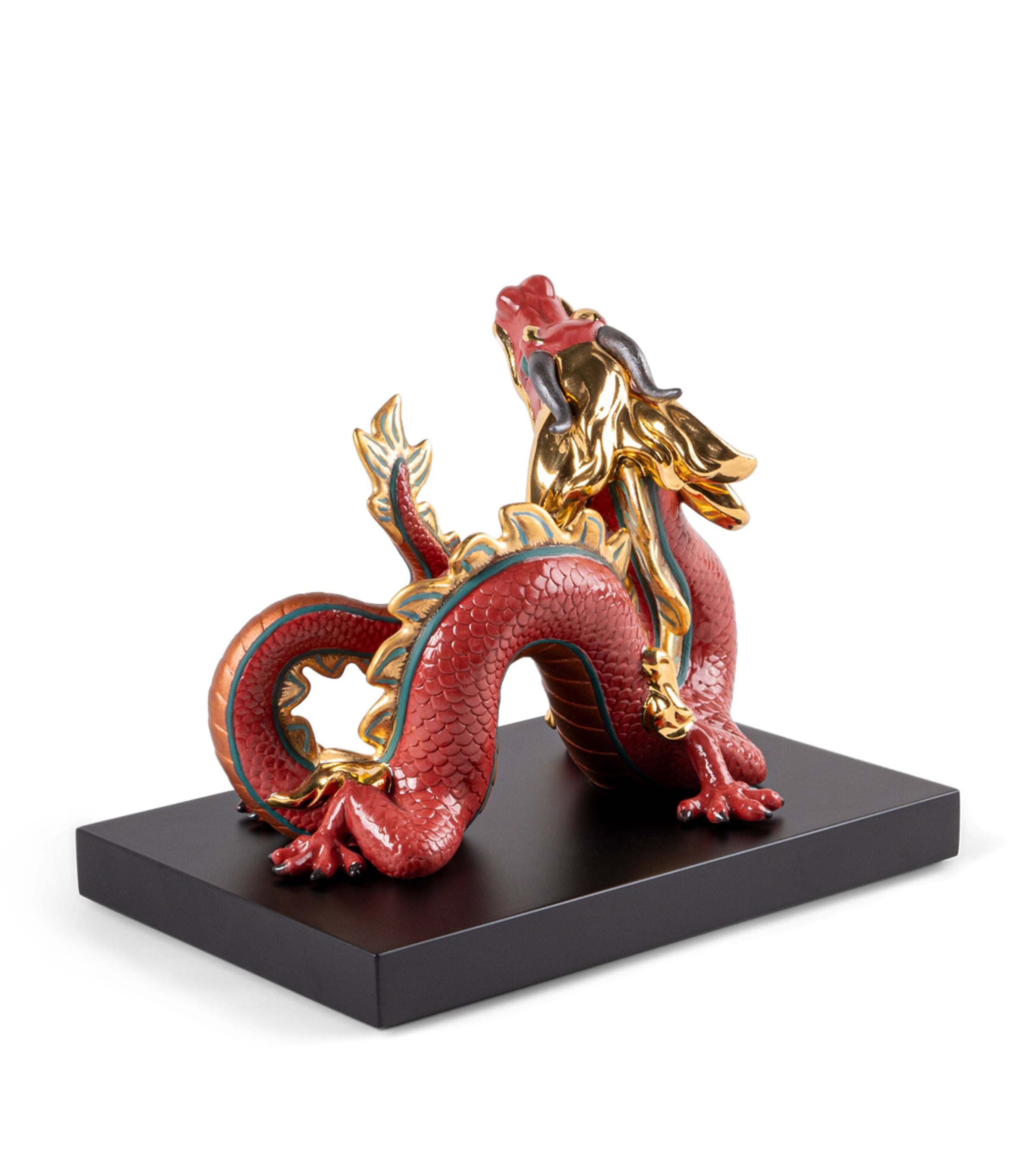 Lladró Porcelain Dragon Sculpture Red & Gold Image 4