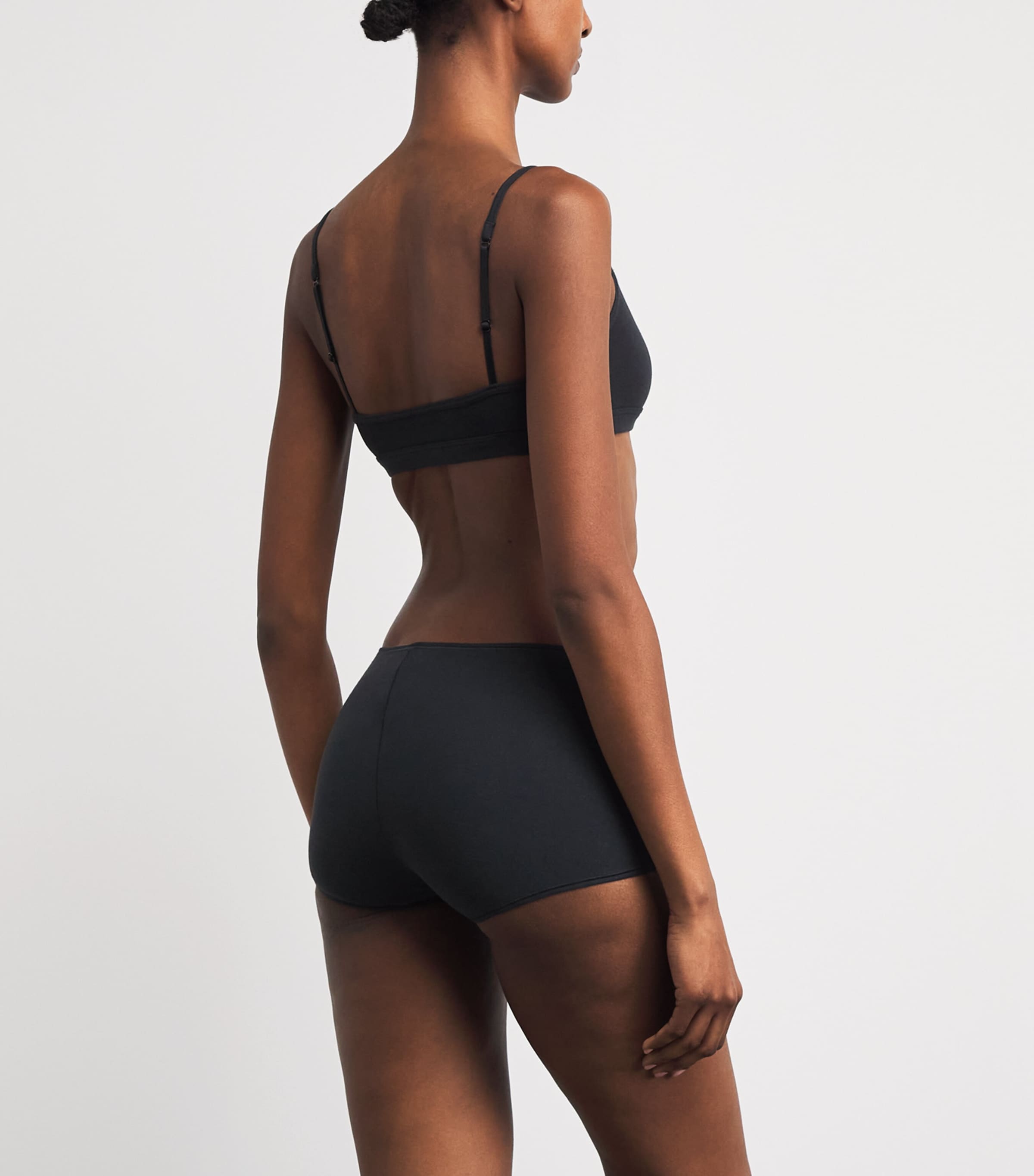 Skims Womens Cotton Everyday Scoop Bralette Onyx Image 3