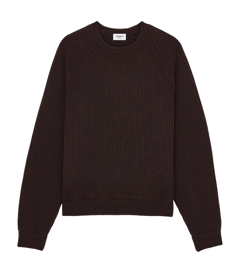 Saint Laurent Mens Cashmere Ribbed Crew-Neck Sweater Image 1