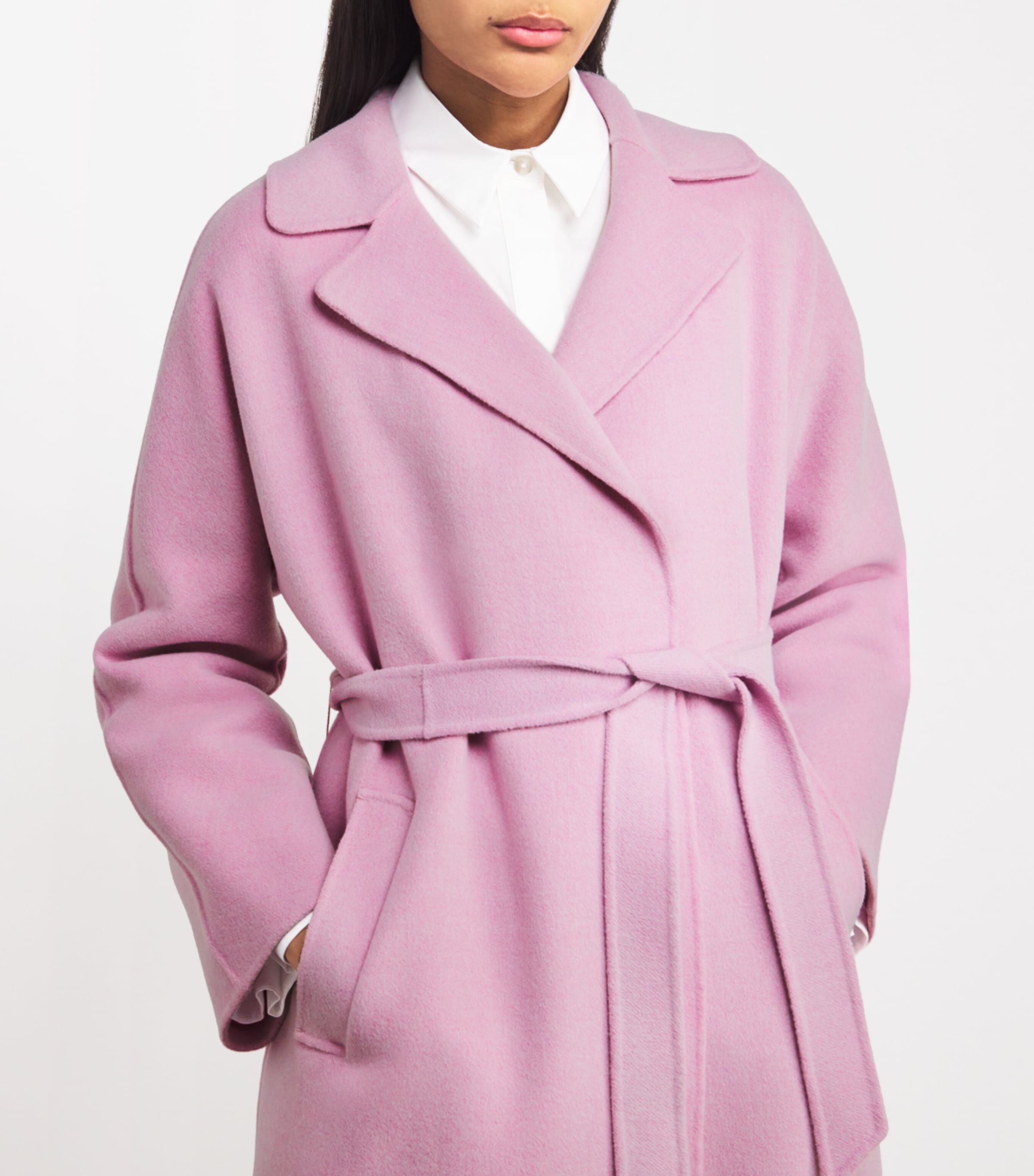 Weekend Max Mara Pink Wool-Blend Double-Faced Wrap Coat Harrods UK