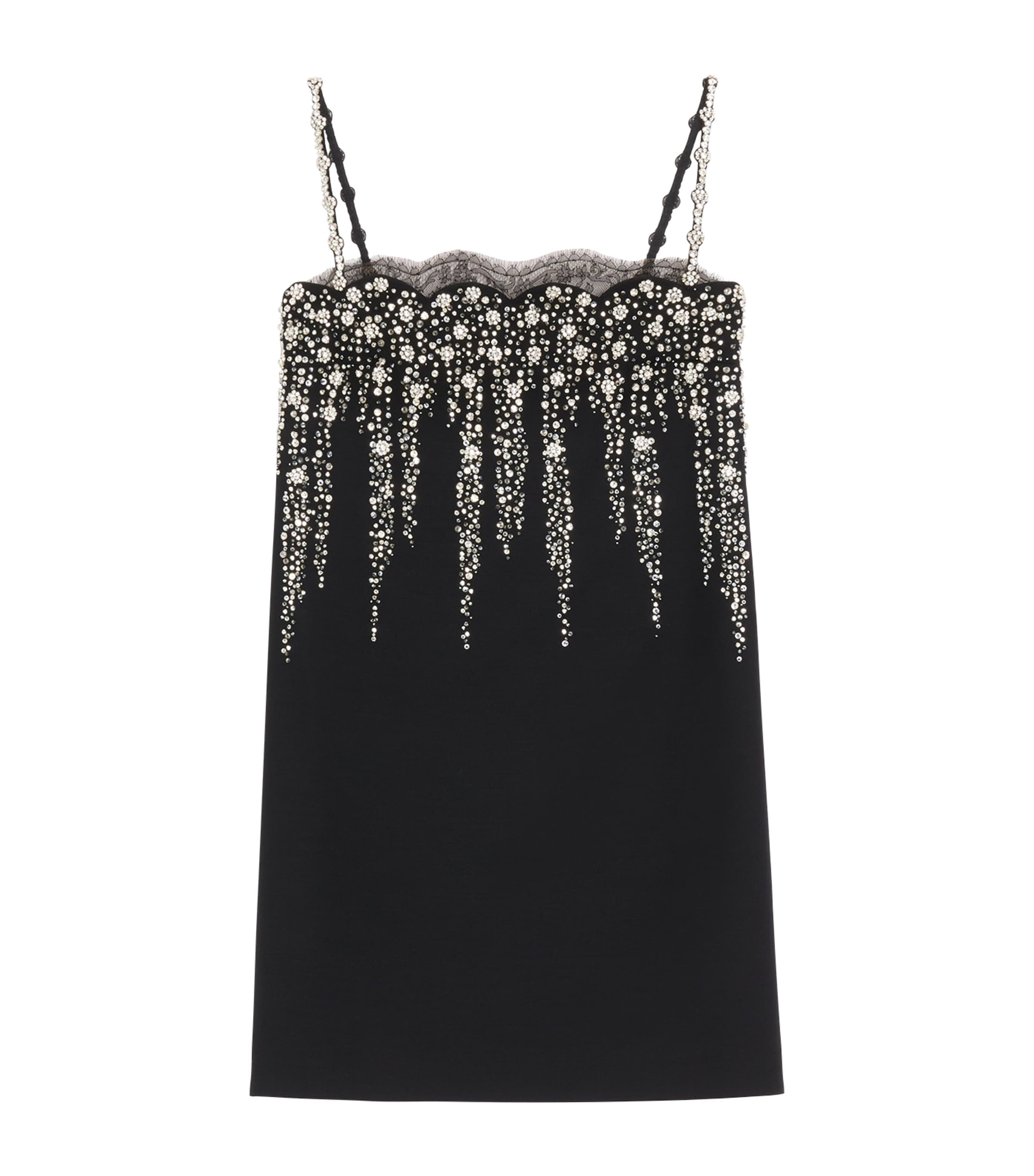 Valentino Womens Virgin Wool-Silk Embellished Mini Dress Nud Image 1