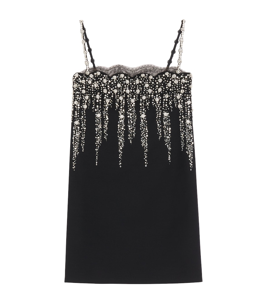 Valentino Womens Virgin Wool-Silk Embellished Mini Dress Nud Image 1