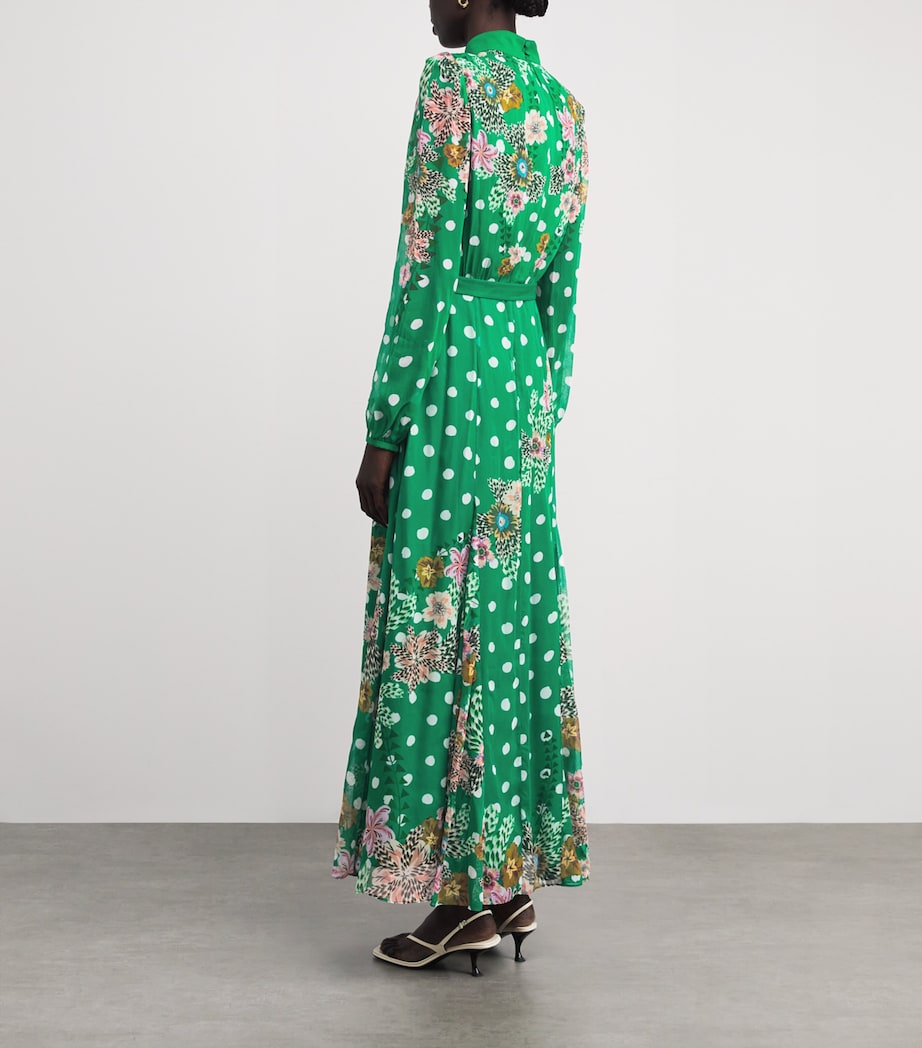 Saloni Womens Silk Jacqui B Midi Dress Clsia Plka Plmt Image 3