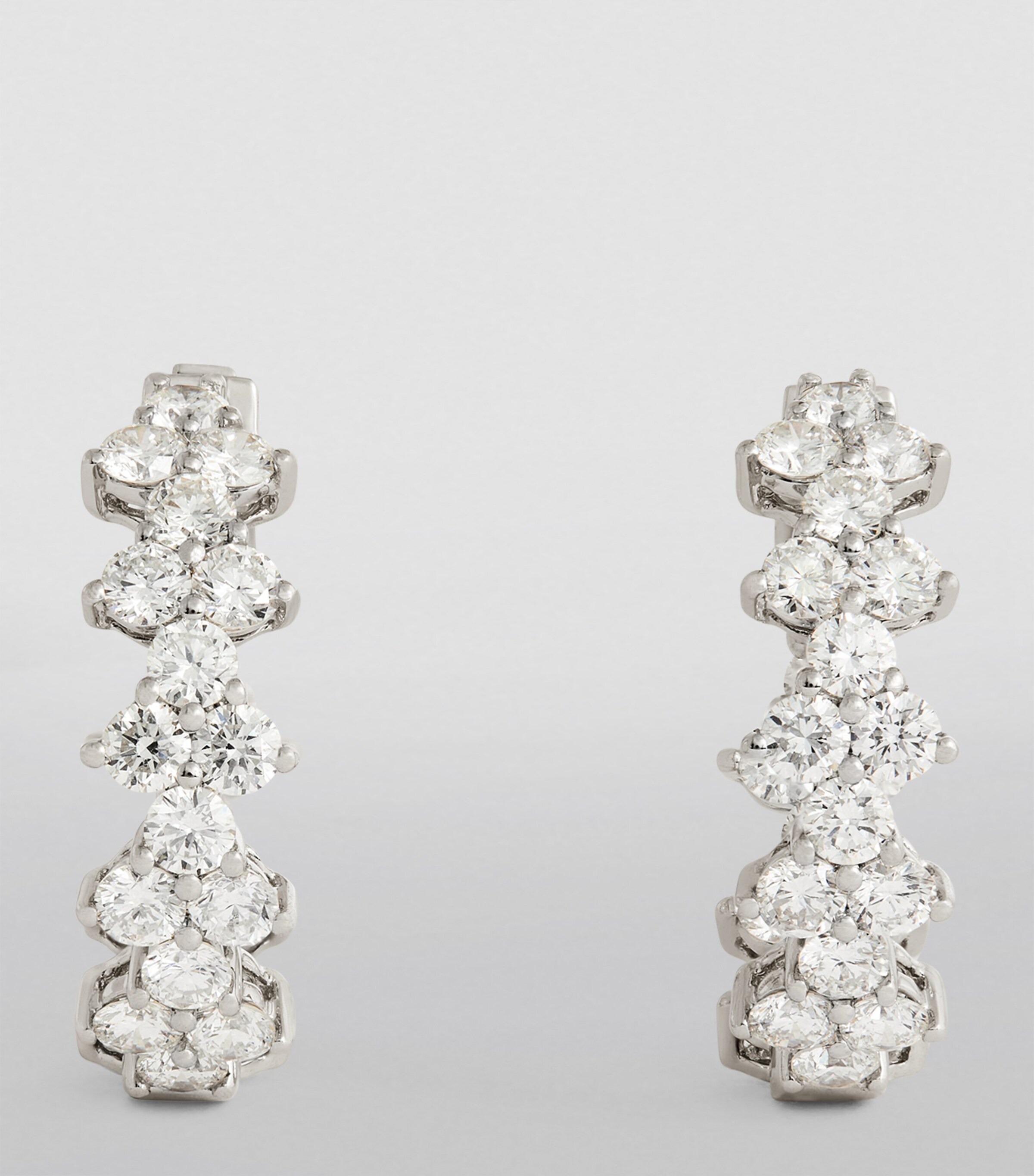 White Gold and Diamond Triangle Hoop Earrings WHITE GOLD Image 2