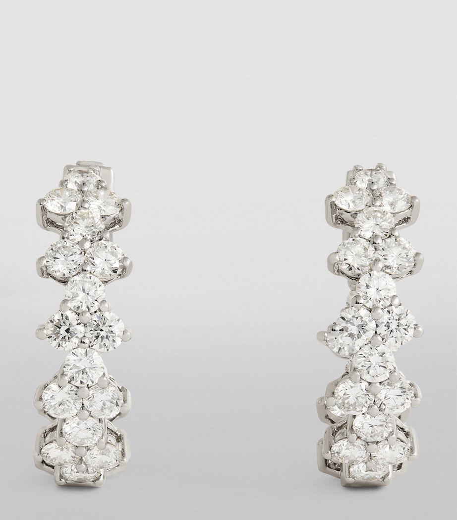 White Gold and Diamond Triangle Hoop Earrings WHITE GOLD Image 2