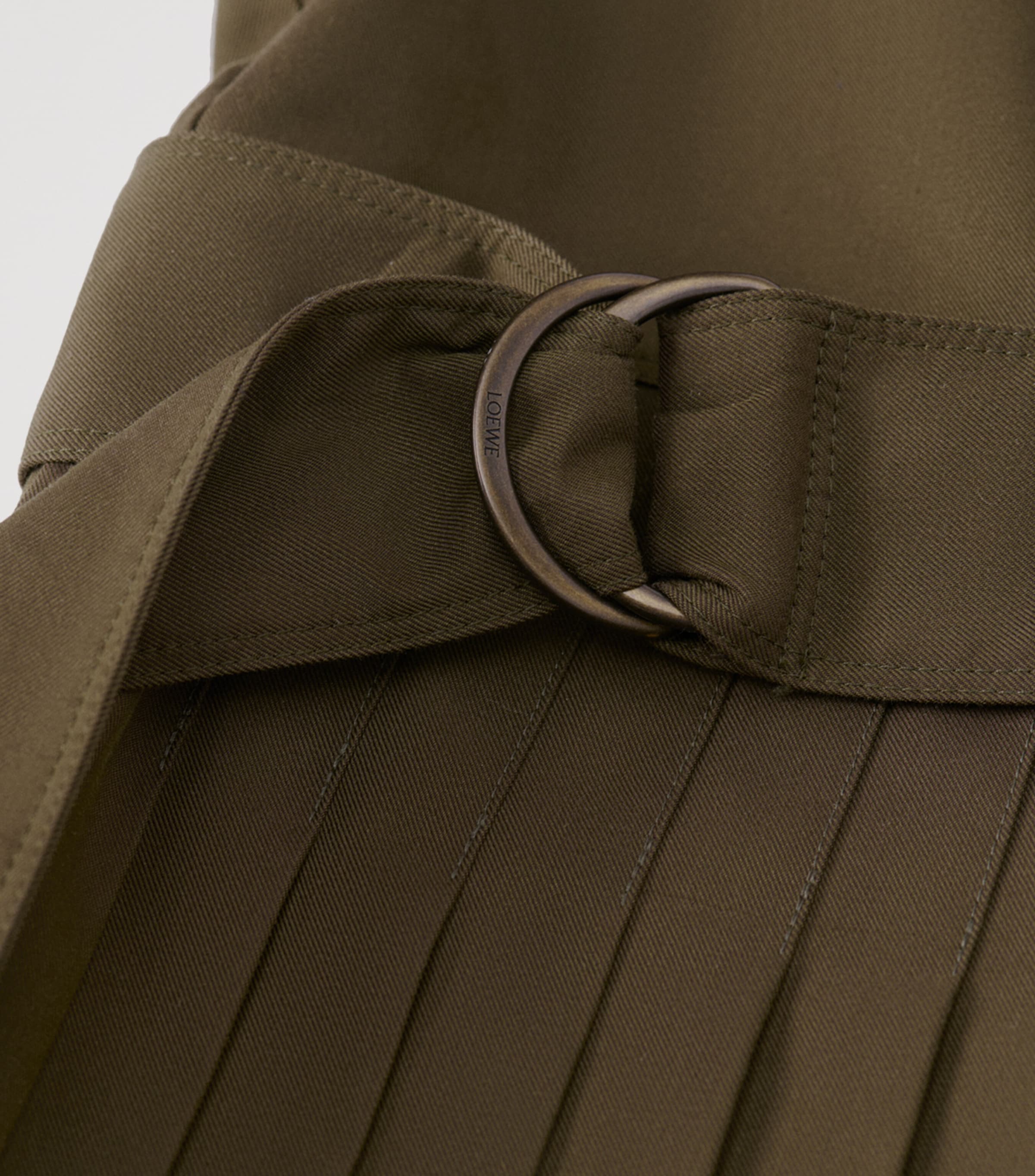 LOEWE Womens Belted Pleated Mini Dress Khaki Green Image 5