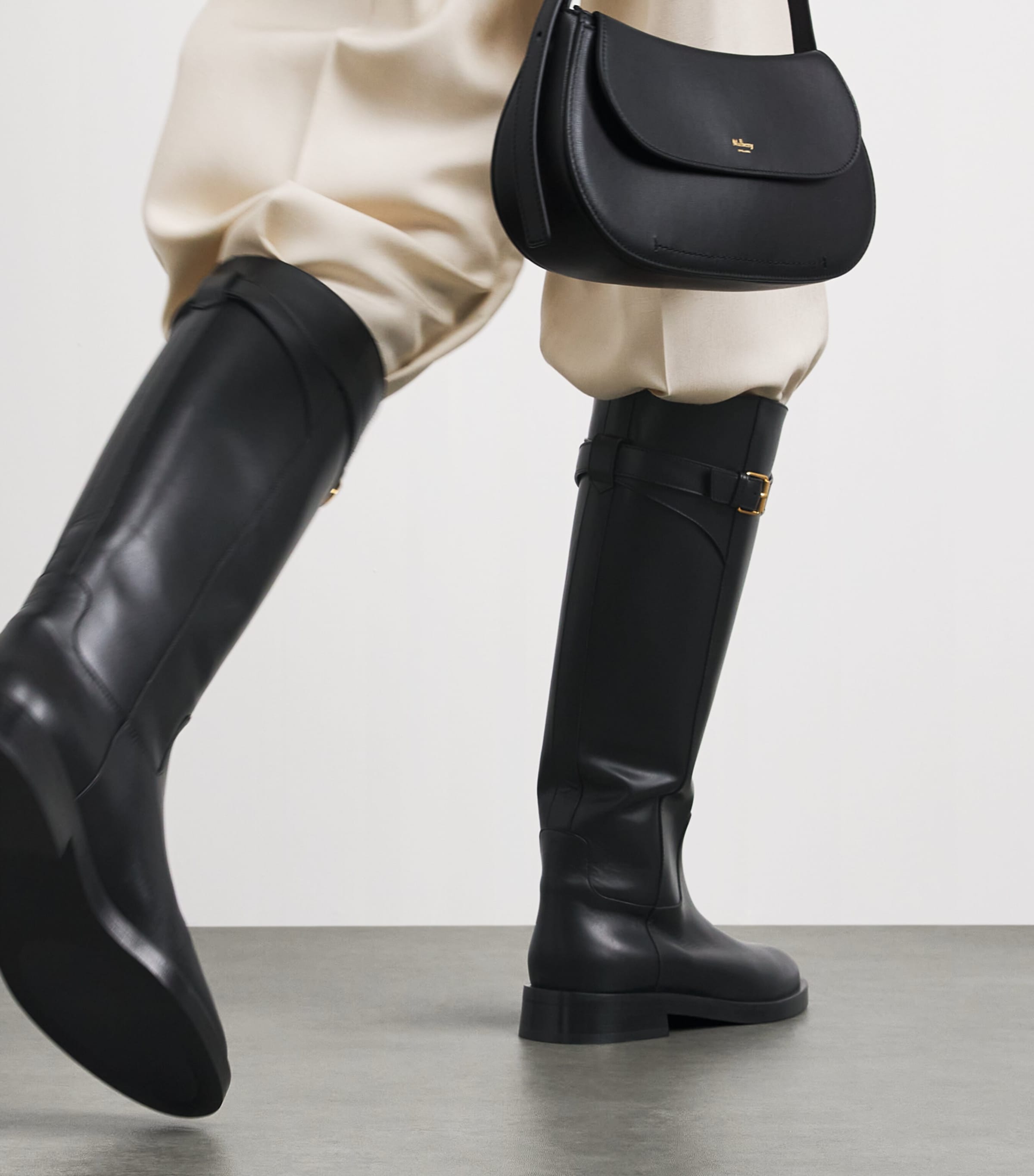 Valentino Garavani Leather Signature VLogo Riding Boots 30 Black Image 4