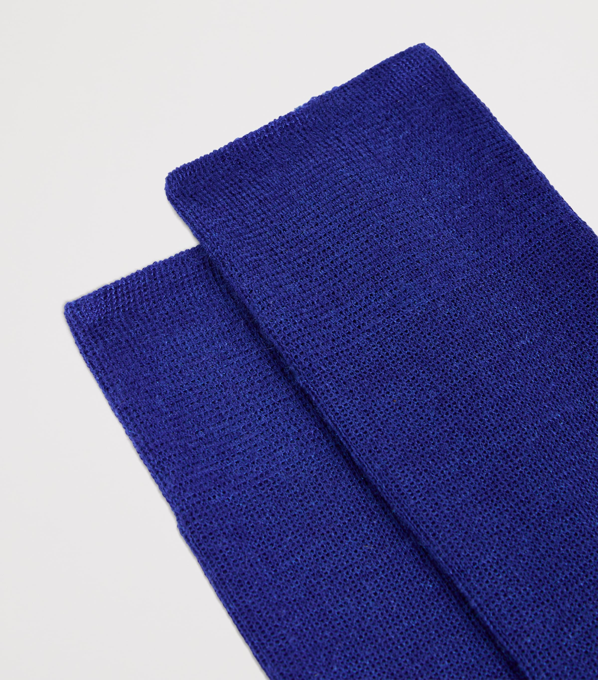 Dunhill Mens Cashmere-Mulberry Silk Ribbed Socks Blue Image 2