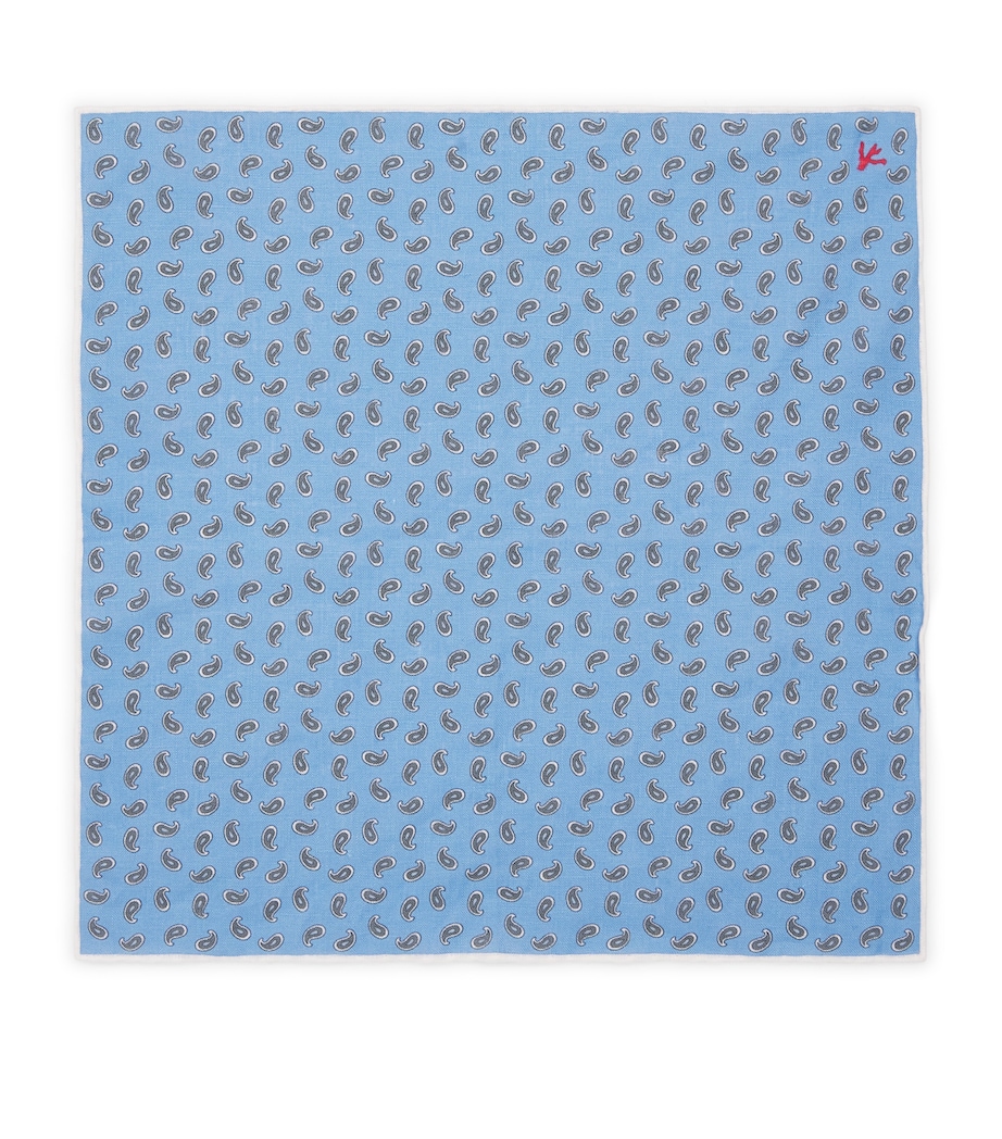 Isaia Silk Printed Pocket Square Image 1