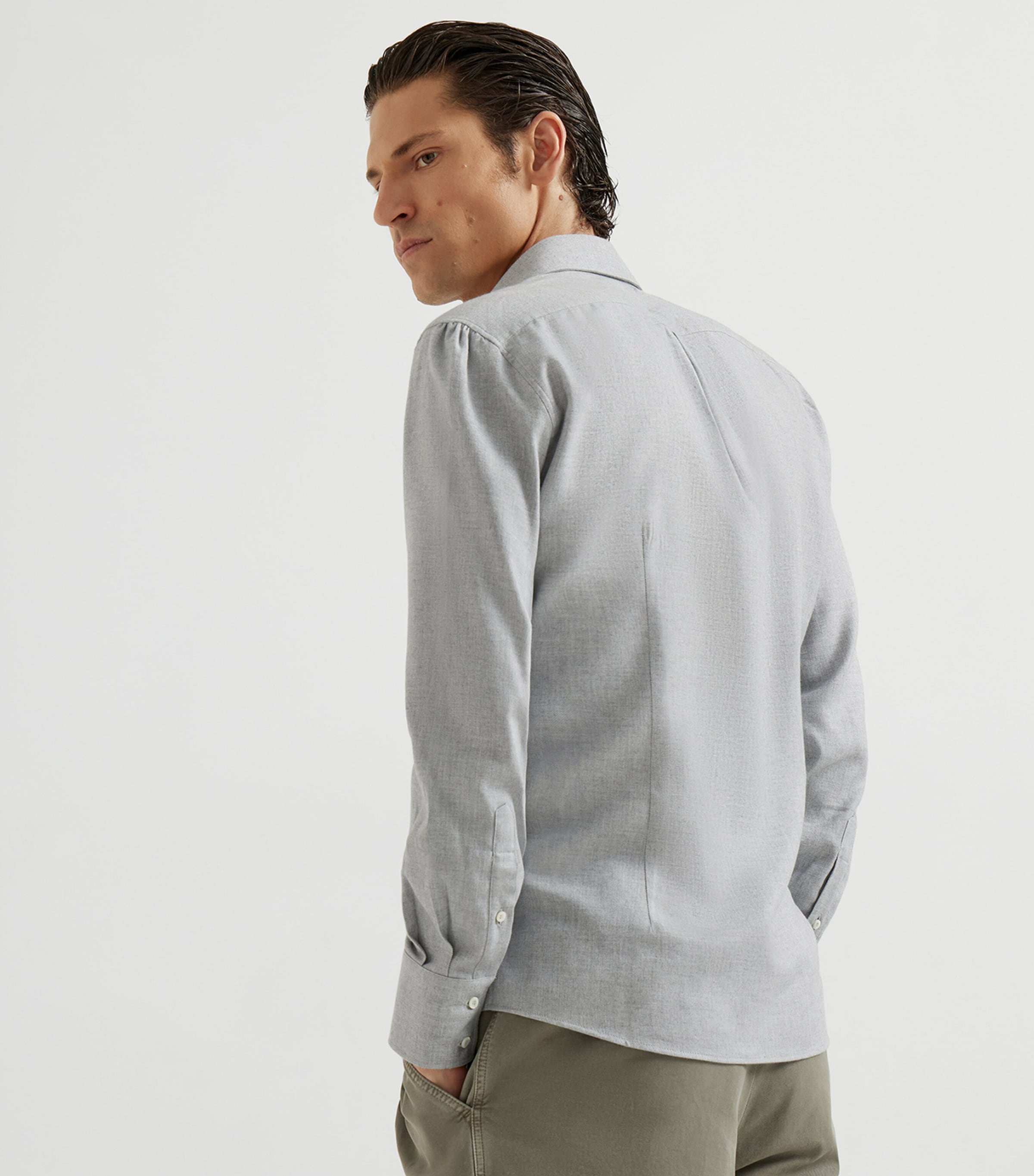 Cotton-Blend Chevron Flannel Shirt C045 Image 3