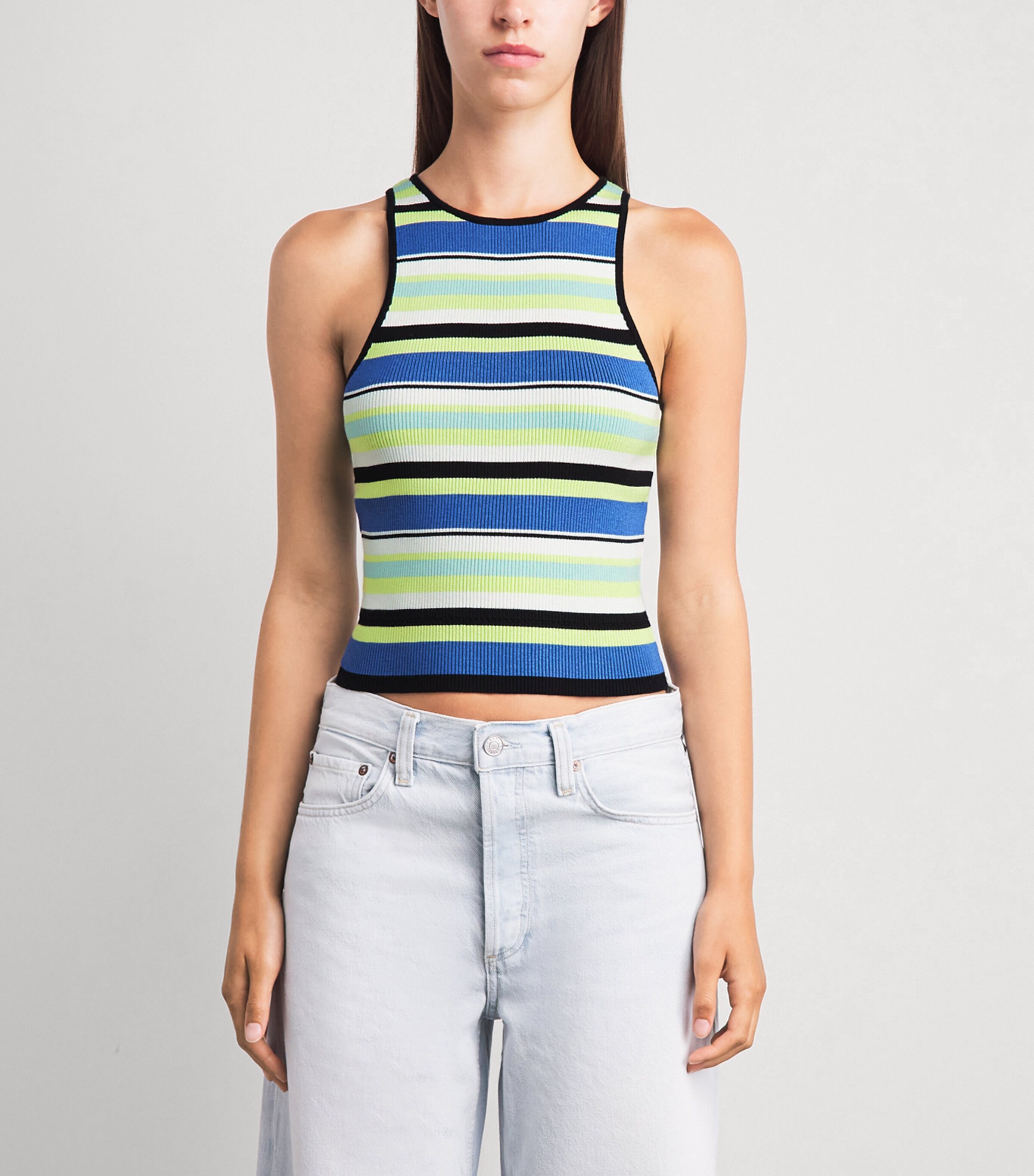 Toccin Womens Cotton Avery Tank Top Ocean/keylime Multi Image 4
