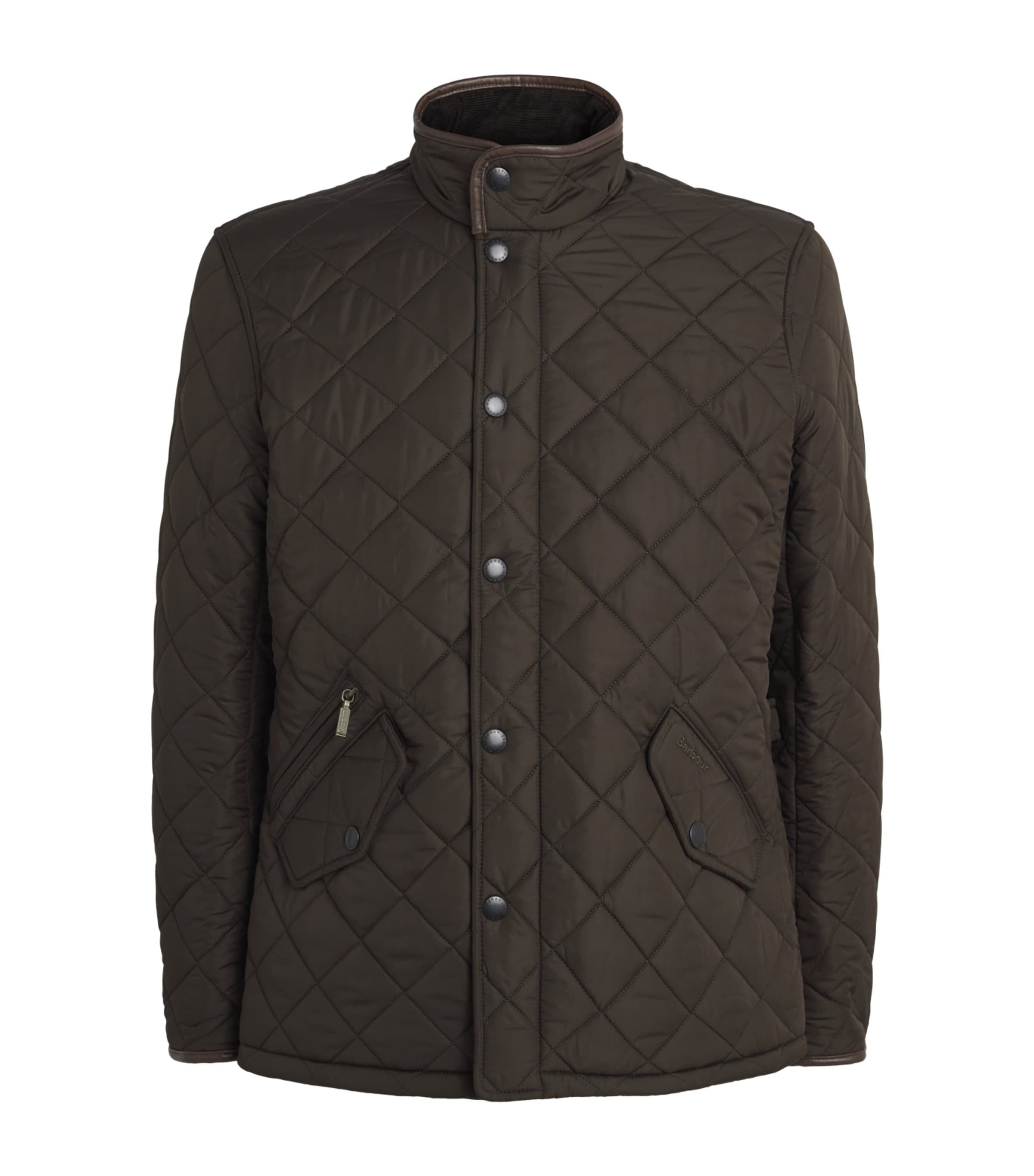 Barbour Mens Quilted Powell Jacket Olive Image 1