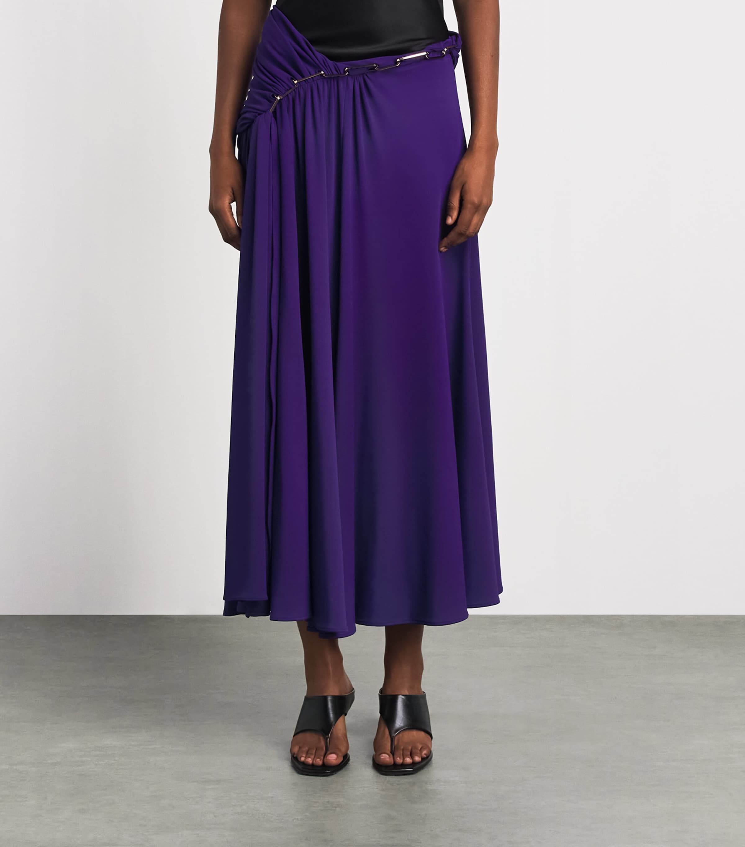 Rabanne Womens Draped Chain Midi Skirt Purple Image 4