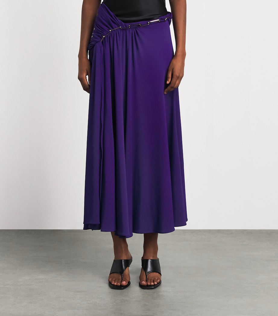 Rabanne Womens Draped Chain Midi Skirt Purple Image 4