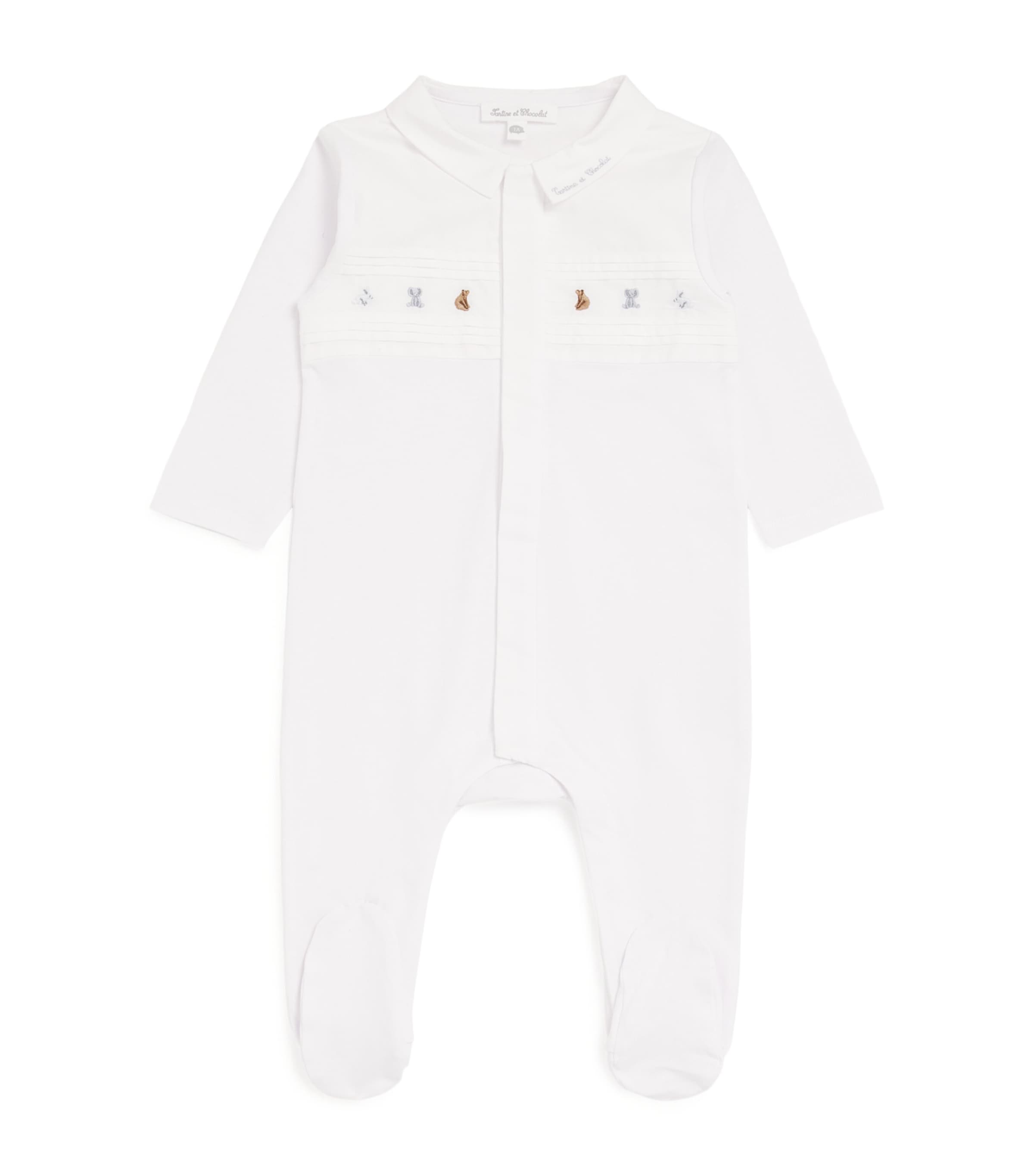 Cotton Embroidered All-In-One (1-24 Months) 1BLANC Image 1