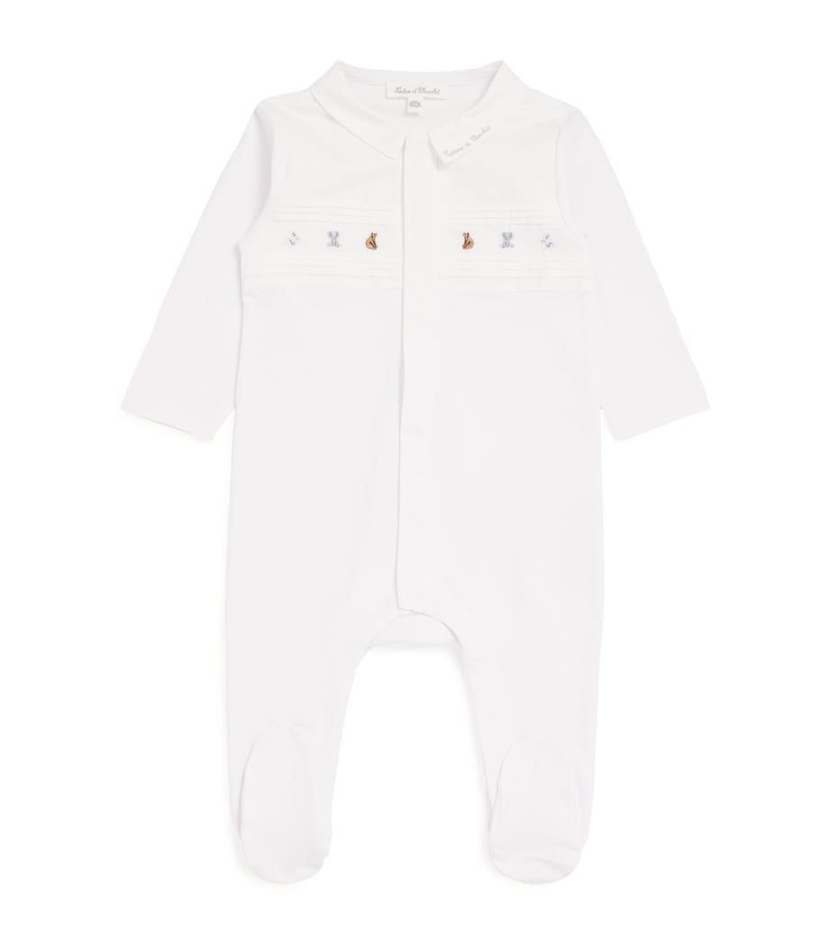 Cotton Embroidered All-In-One (1-24 Months) 1BLANC Image 1