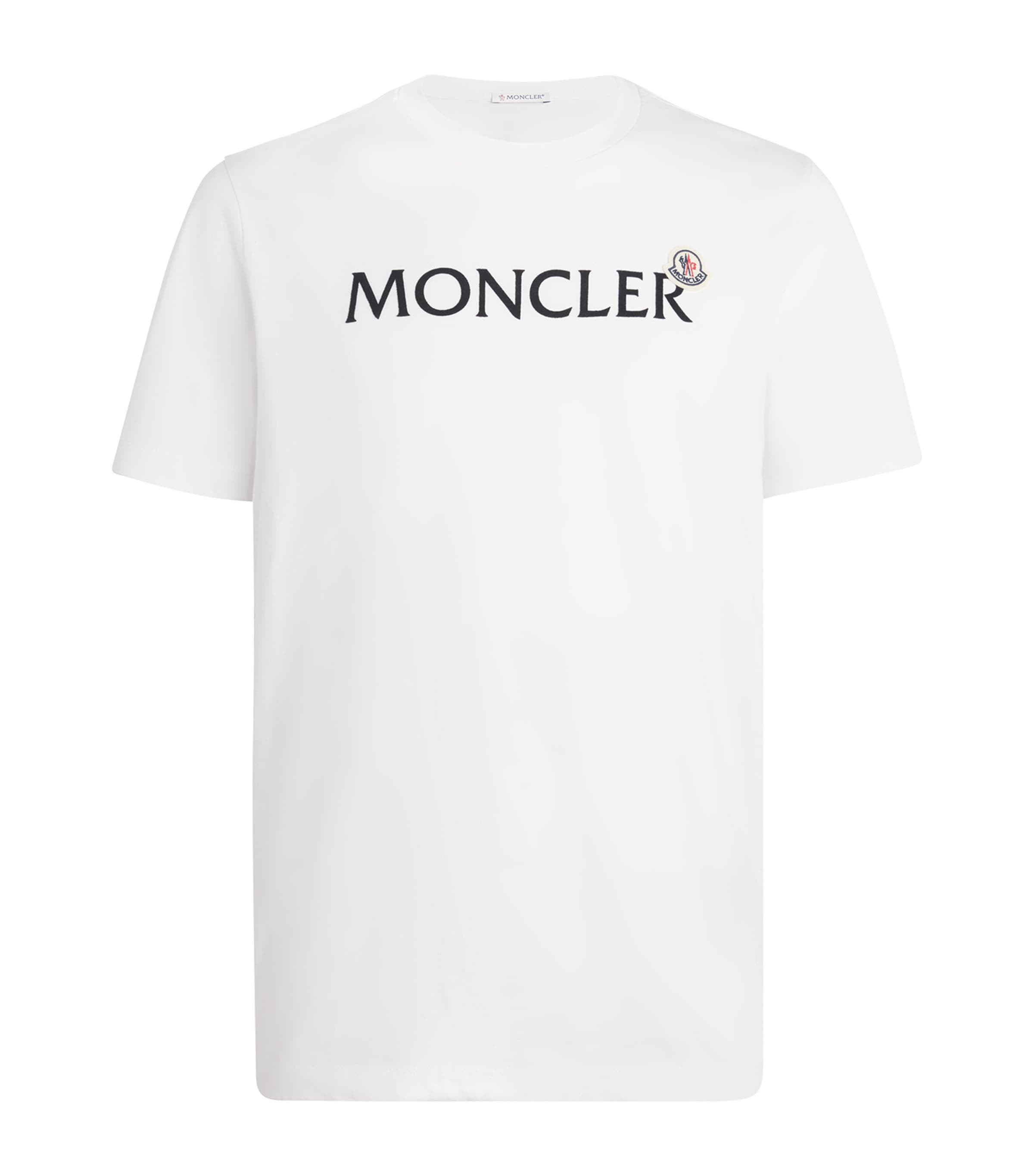 Tシャツ・カットソー MONCLER T-shirt with flocked cotton logo (K20918C00036 778) Moncler - Logo-Flocked Cotton-Jersey T-Shirt - Purple Moncler