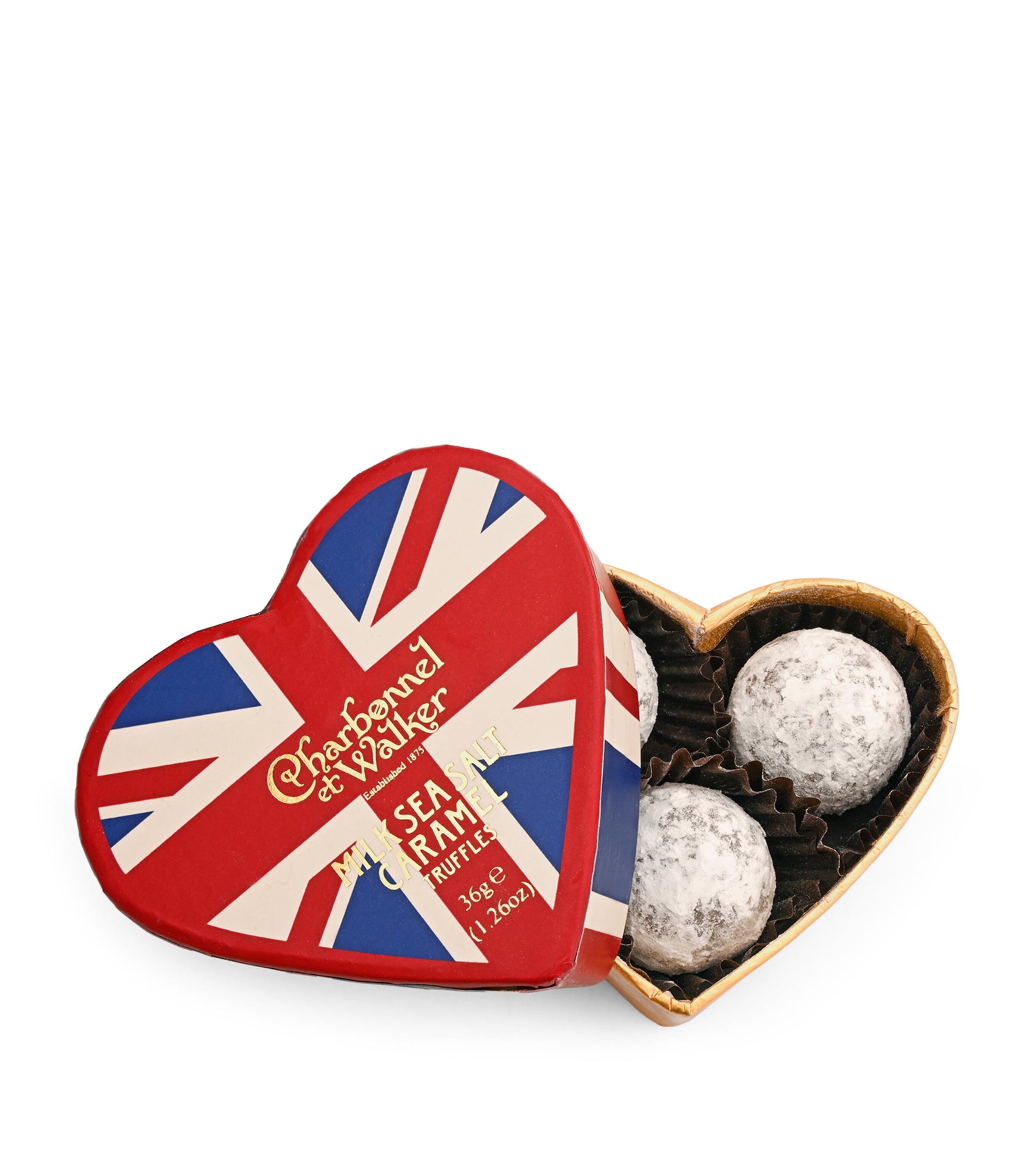 Union Jack Heart Milk Sea Salt Caramel Truffles (36g) NO COLOUR Image 2