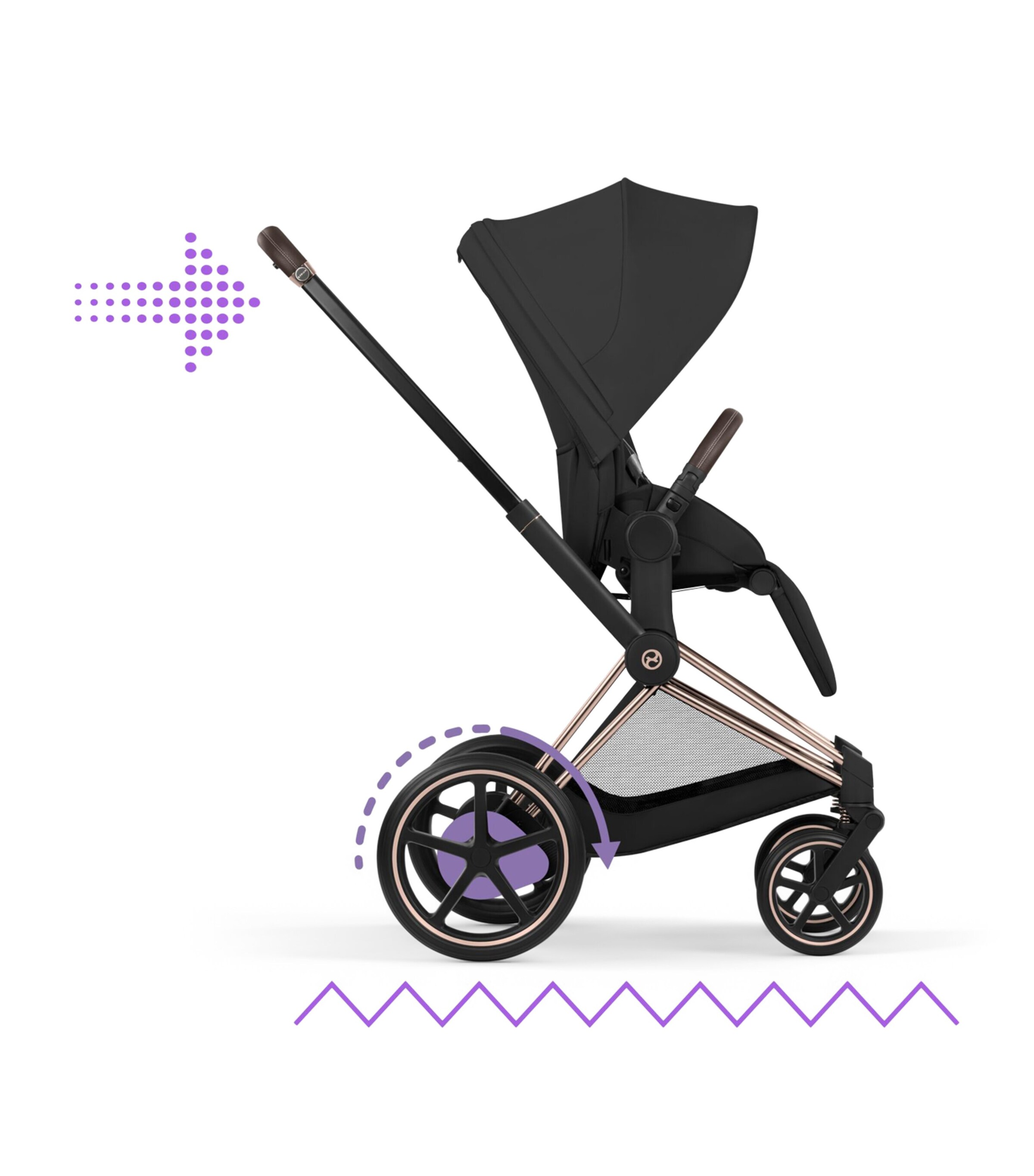 Cybex e-PRIAM Pushchair and Carrycot – Platinum Style Collection Sepia Black Image 8