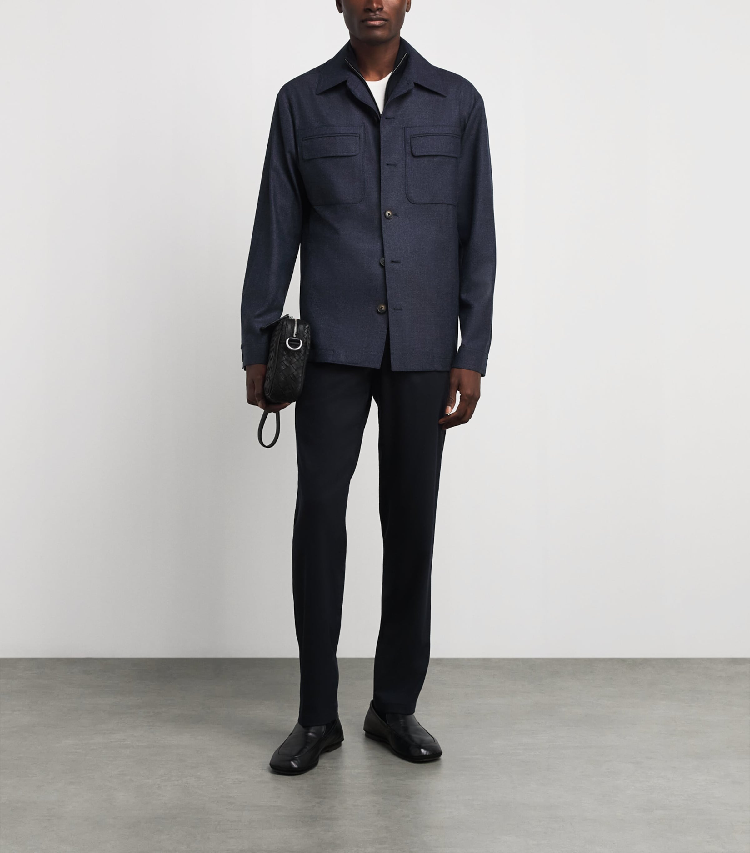 Pal Zileri Mens Virgin Wool Overshirt Blue Navy Image 2