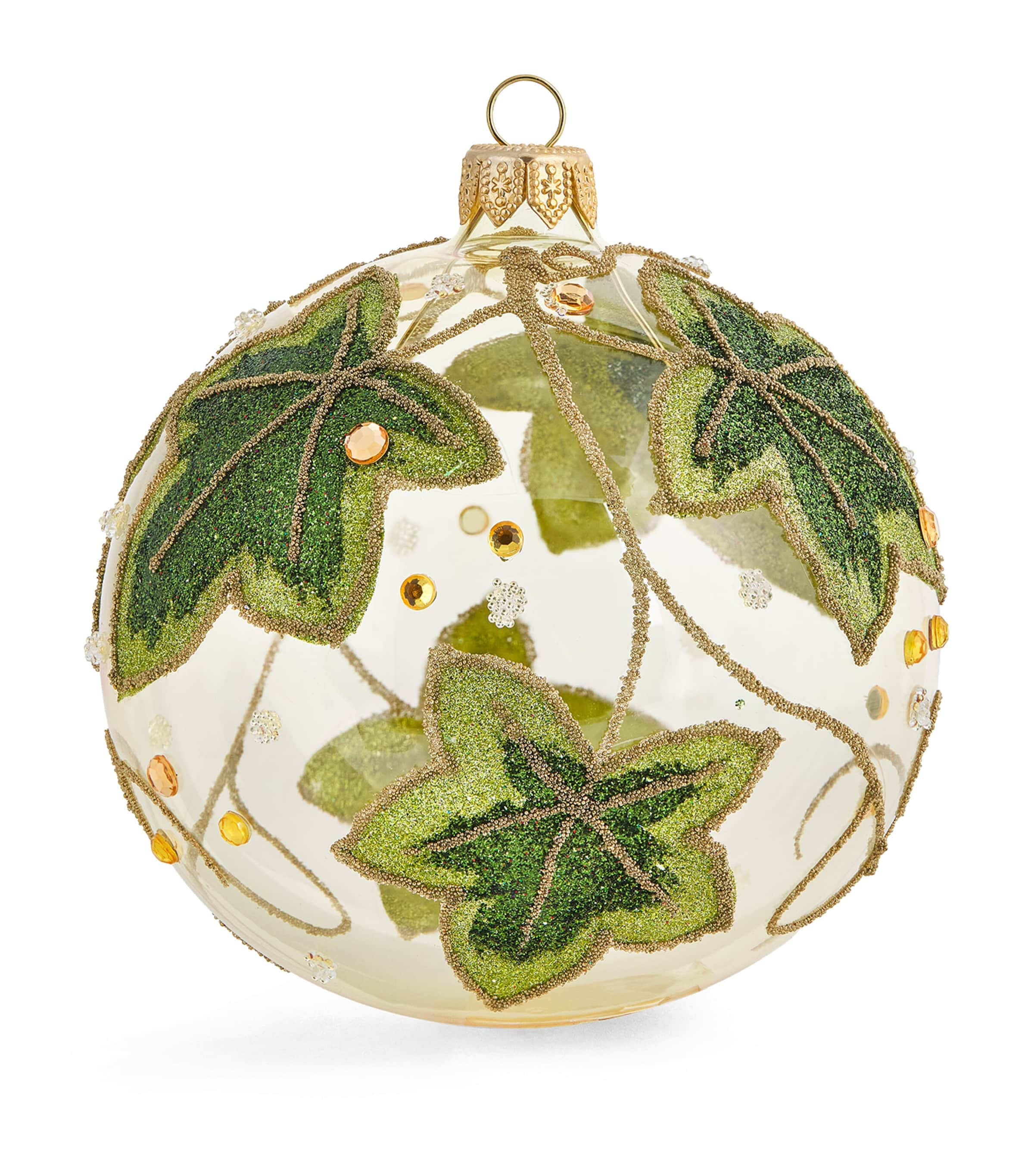 Harrods Glass Ivy Bauble In Green