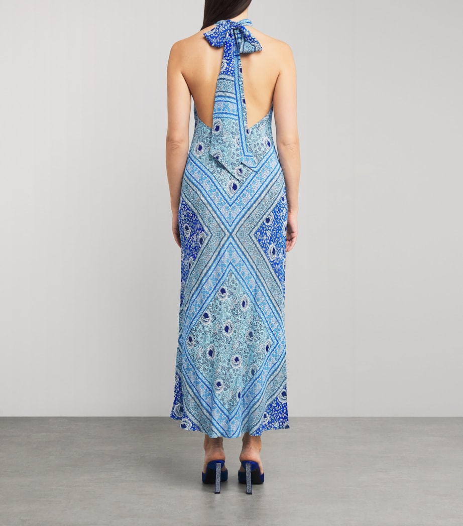 Satin Printed Maura Midi Dress BOHO SCARF BLUE Image 3