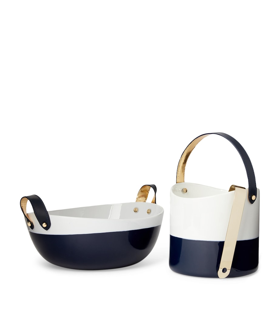 Wyatt Salad Bowl (31.5cm x 26.5cm) NAVY AND WHITE Image 3