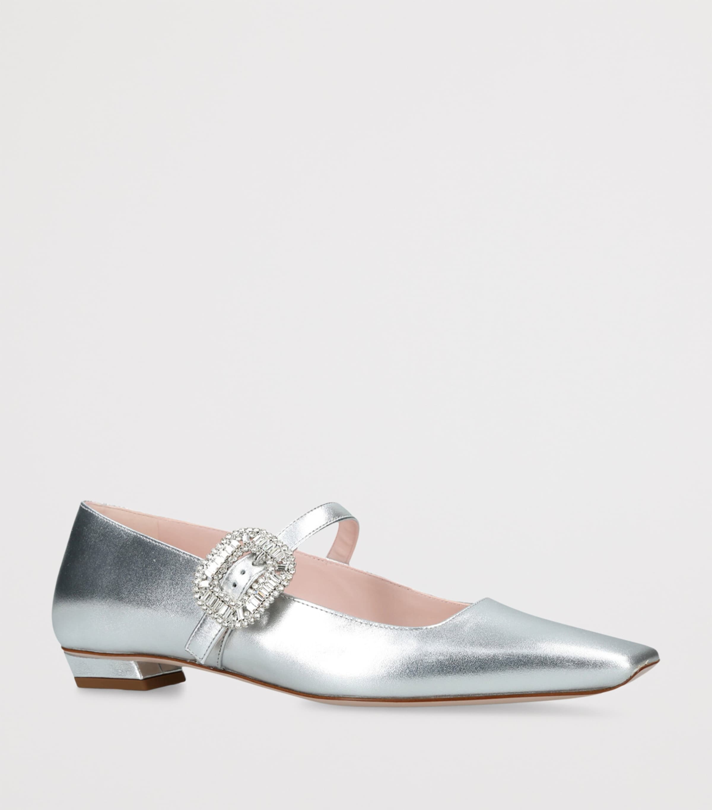Leather Belle Vivier Mary Janes SILVER Image 3