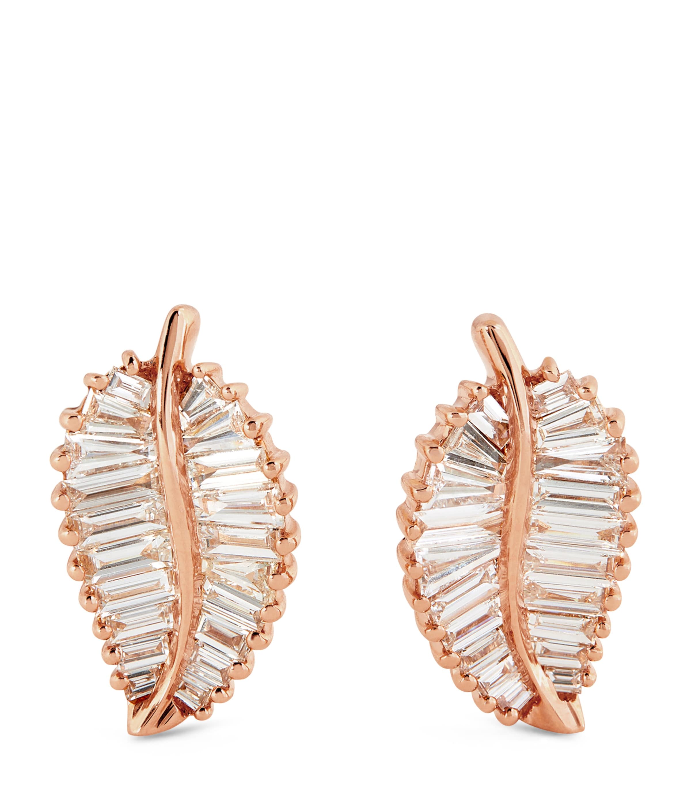 Anita Ko Rose Gold And Diamond Palm Leaf Stud Earrings In Rose Gold