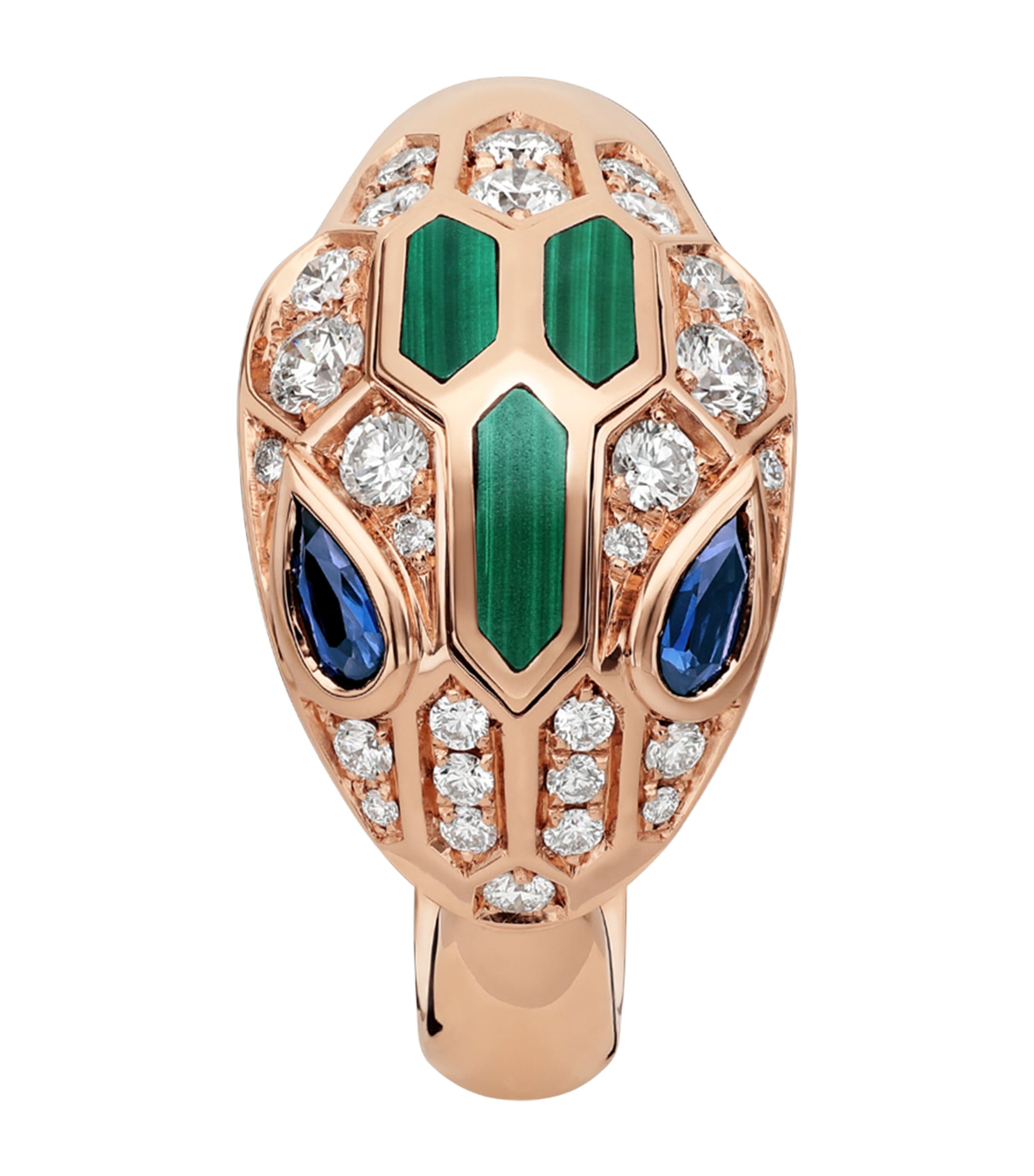 Rose Gold, Diamond, Sapphire and Malachite Serpenti Ring PINK GOLD Image 2