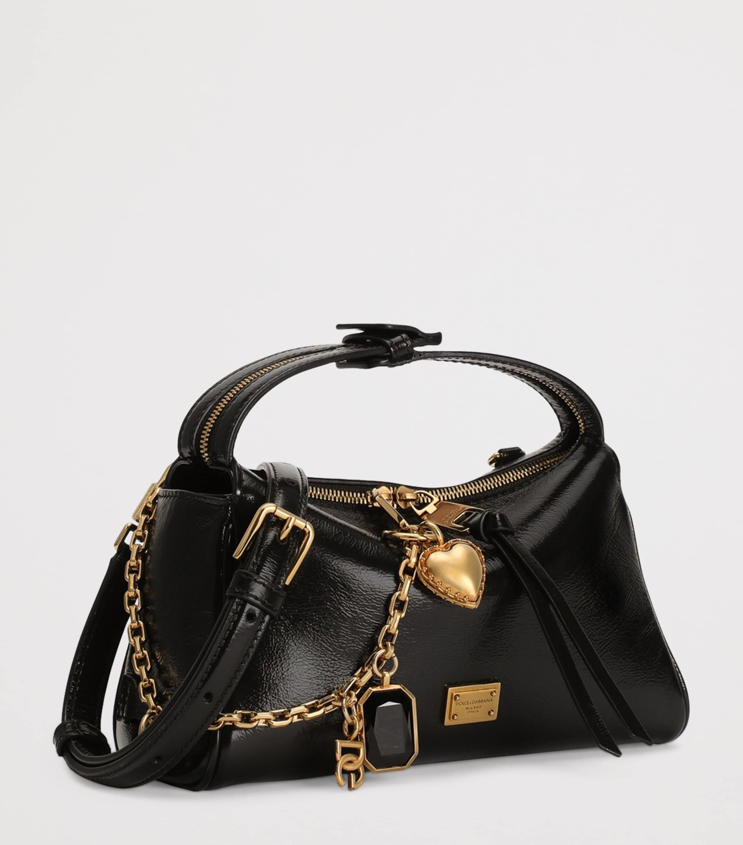 Calfskin Vittoria Charm Shoulder Bag 8I984-NERO/OTTO Image 4
