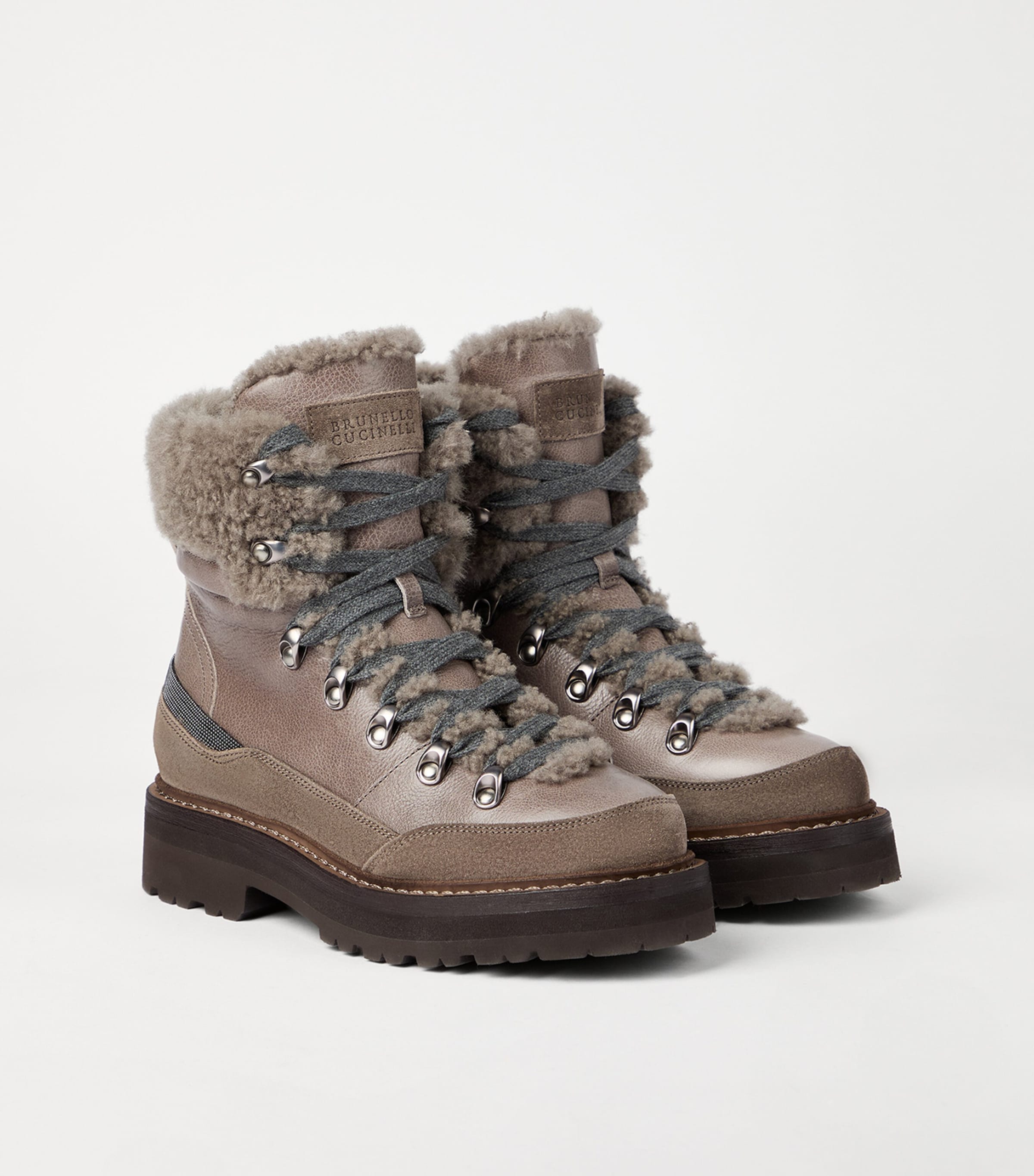 Leather Shearling-Lining Mountain Boots C1099 Image 2