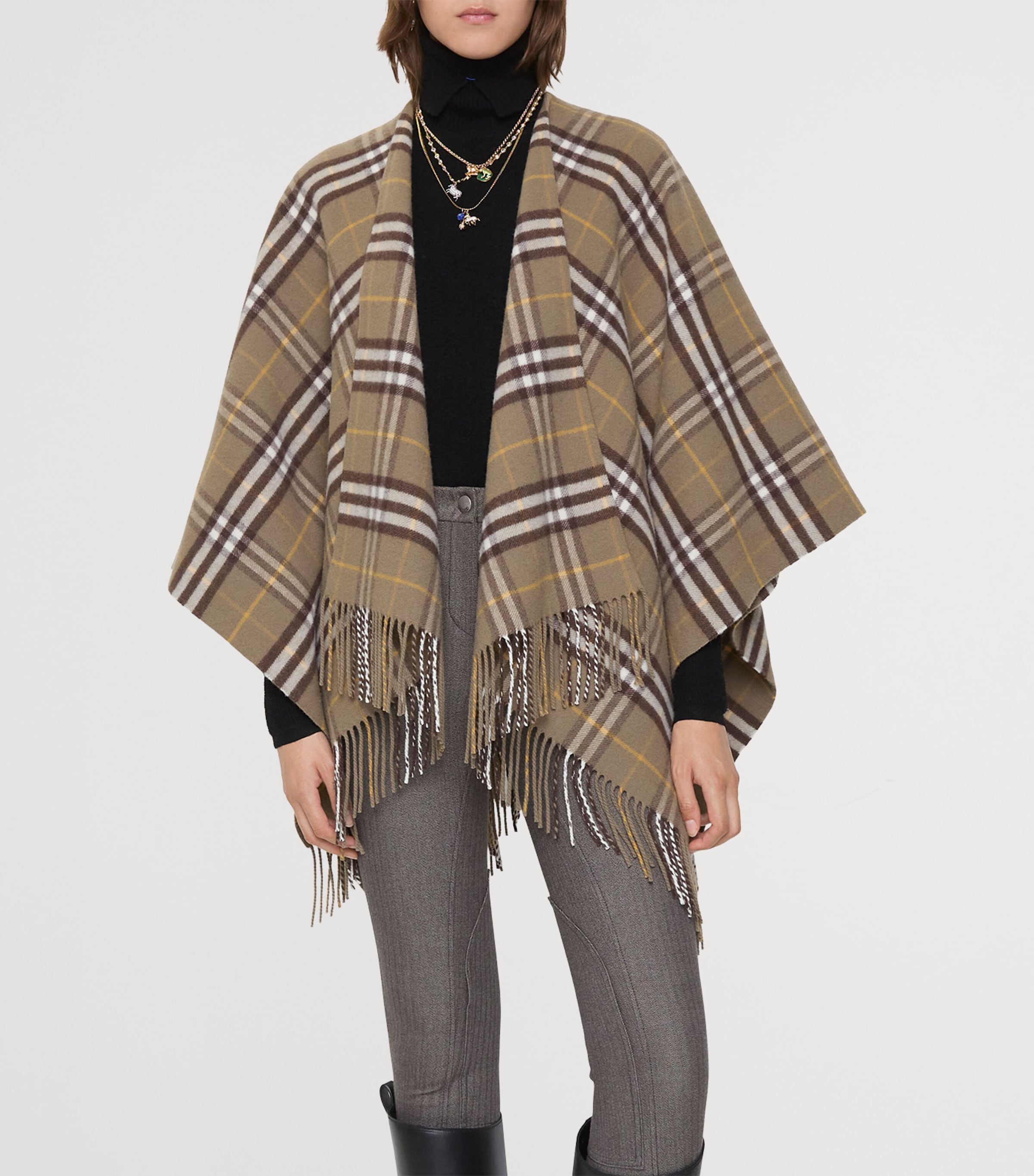 Wool-Cashmere Check Cape VOLE Image 2