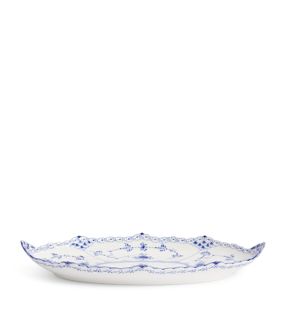 Blue Fluted Half Lace Oval Dish (24.5cm) BLUE Image 2