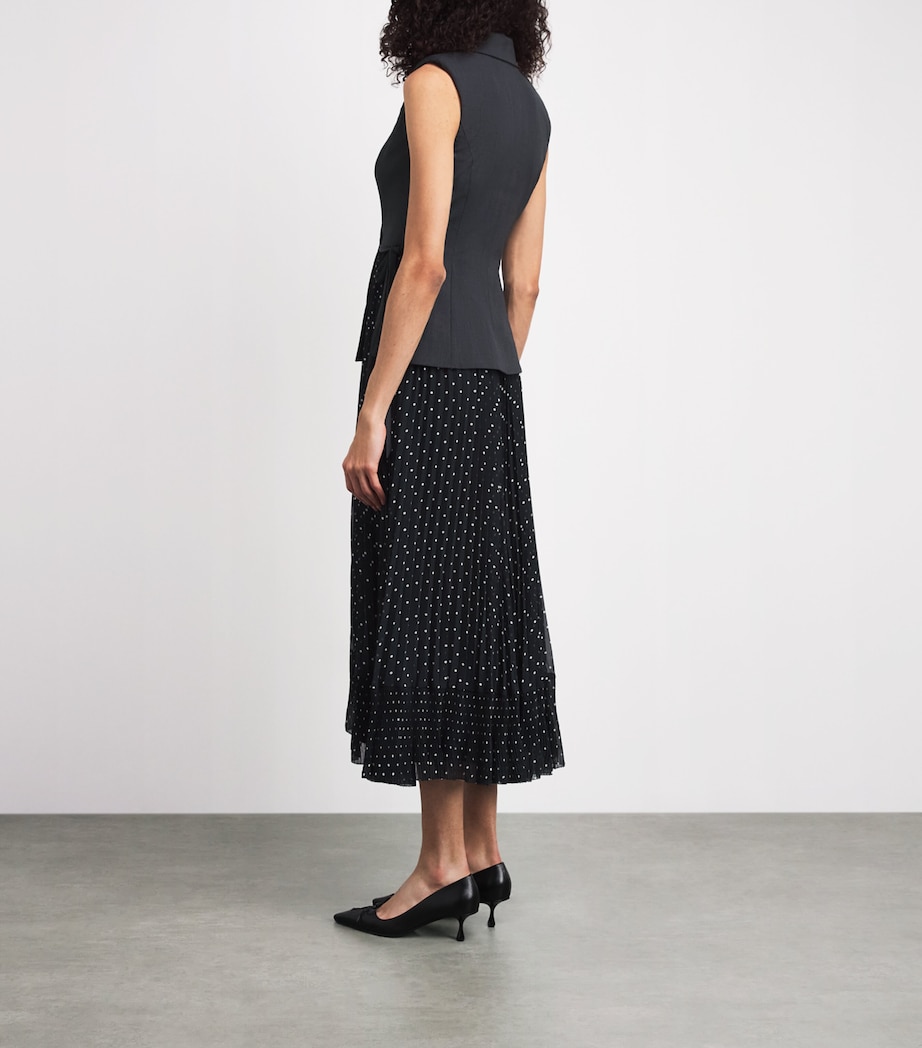 Self-Portrait Womens Polka Dot Midi Dress Grey Image 4